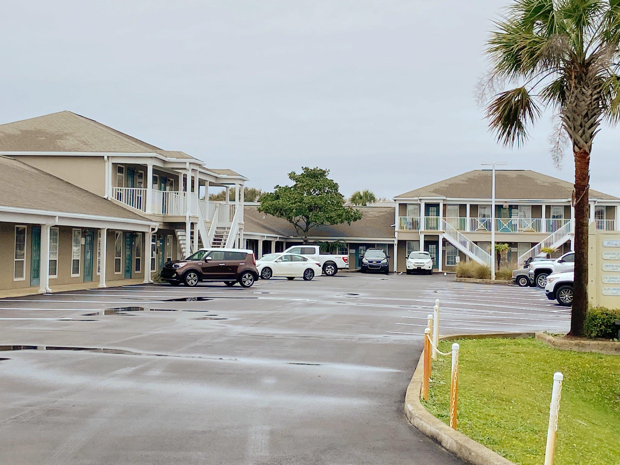Newly remodeled professional office space in the heart of Destin. Move-in ready with an inviting atmosphere and warm environment for your business. Shiplap on some walls, travertine and LVP flooring, newly renovated bathrooms and kitchen. Space includes: spacious front entry with reception area, large conference room with shiplap and large mounted flatscreen TV, 7 offices, 2 bathrooms, kitchen, and bonus bartop area for easy laptop work.Office park is conveniently located just off of Hwy 98 and very convenient to restaurants, shopping, beaches, etc. Parking lot has just been repaved and freshly painted. Room square footage is approximate.