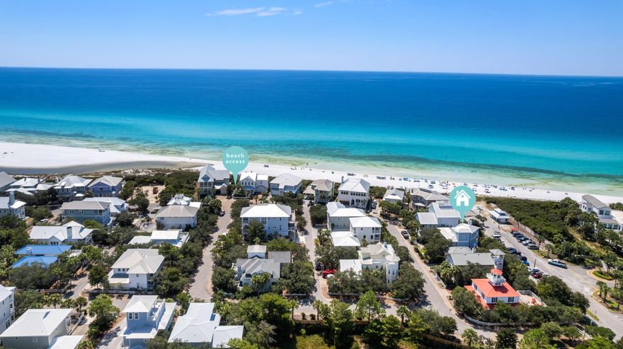 Just two homes from the sand with private neighborhood beach access only 100 yards away, this home delivers the coveted south-of-30A lifestyle. Gulf views and breathtaking sunsets - Magazine Worthy - from this fully furnished coastal retreat seem like a dream. Its time to make it your Reality.Multiple covered balconies on the second and third floors frame amazing water views. The second-floor living and dining spaces are tiered toward the Gulf, creating a backdrop of blue from nearly every angle. The kitchen is equipped with custom cabinets, Cambria quartz counters, gas cooktop, and oven for the perfect dining experience. A breakfast bar flows into the dining area, while the living room offers a fireplace, Cambria-topped wet bar, and French doors opening to the balcony. The third-floor master suite spans the entire level, featuring hardwood floors, a private fireplace, walk-in closet, spa-style bath with jetted tub and glass shower, and a balcony overlooking the Gulf. A added bunk room with full bath enhances guest accommodations, while two additional bedrooms occupy the first floor with access to a shaded backyardoffering space to add a private pool.
Additional highlights include a beachy exterior, lush landscaping, two-car garage, and a metal roof replaced just 3 years ago. Owning a home on 30A has never been more attainablethis property is already producing rental income, allowing buyers to walk into a money-making opportunity from day one. Old Florida Beach also offers a heated community pool, multiple beach access points, and a prime location close to shopping, dining, and entertainment at Gulf Place. has heated community pool, Draper lake dock, and 3 private beach accesses. Full-time residents or as a vacation rental it is the best opportunity on the beach.