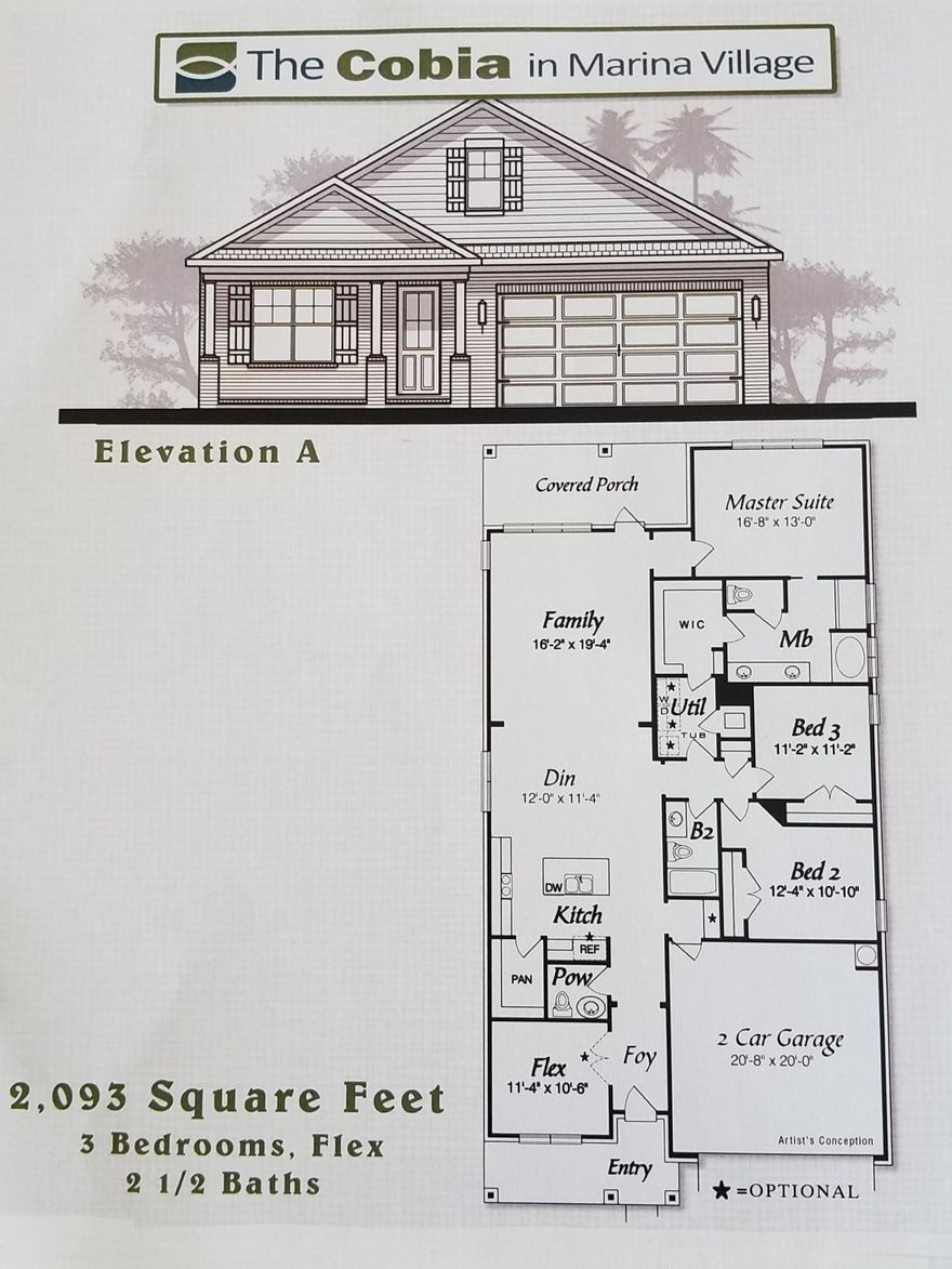 Marina Village is a private, bayou-coastal community, with pool, playground, and ponds as well as direct access to Lagrange Bayou via Freeport Marina. The Cobia floor plan is 2,093 Square Foot, 3 bedroom, flex room, 2 1/2 bath. Local builder with excellent reputation. Brick exterior, low-e vinyl windows, covered entry, large covered rear porch with fan, 2-car garage and landscaping package with automatic sprinkler system. Interior finishings include, 9 foot ceilings, crown molding, cased openings, cased windows. Tiled shower and tub deck, double vanity and walk in closet in master. Laminate, tile and carpet floor coverings. Other upgrades include back splash in kitchen, 8' interior doors, flex room with doors and laminate, base cabinet w/ sink in laundry.