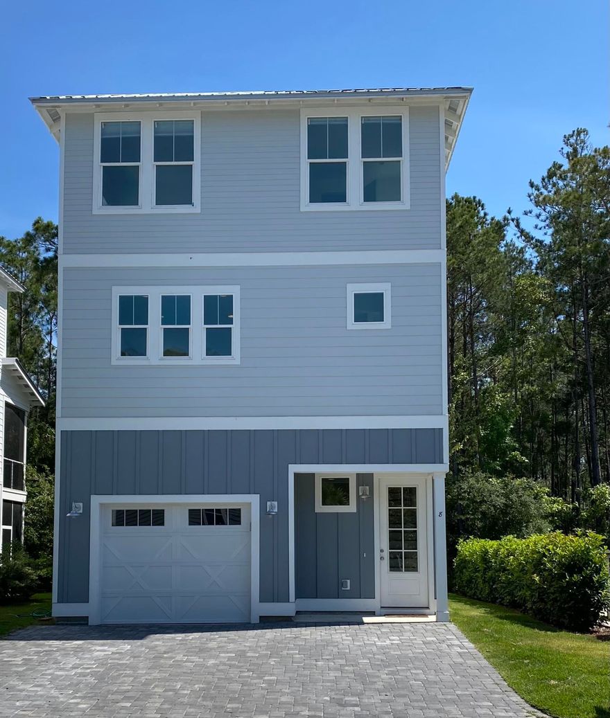 The Connor, with 2,140 sq ft, 4 bedrooms, 3 full baths, half bath, open floor plan and one car garage. The first floor Master suite with walk in closet and private covered patio make this a perfect retreat, along with a over sized shower and double vanities. The 1st floor Master with 9' ceilings, modern trim and ceramic wood flooring. The 2nd floor   open concept with large living, dining & kitchen that open to covered balcony.  Quartz counters, kitchen bar seating with pendent lights, makes room for everyone. Up stairs, one guest room with private bath. two guest bedrooms with shared bath along with a large laundry room. Lighthouse Pointe is conveniently located off 331 & The Bay, close to schools, parks, the beach towns of 30A and multiple beach accesses.