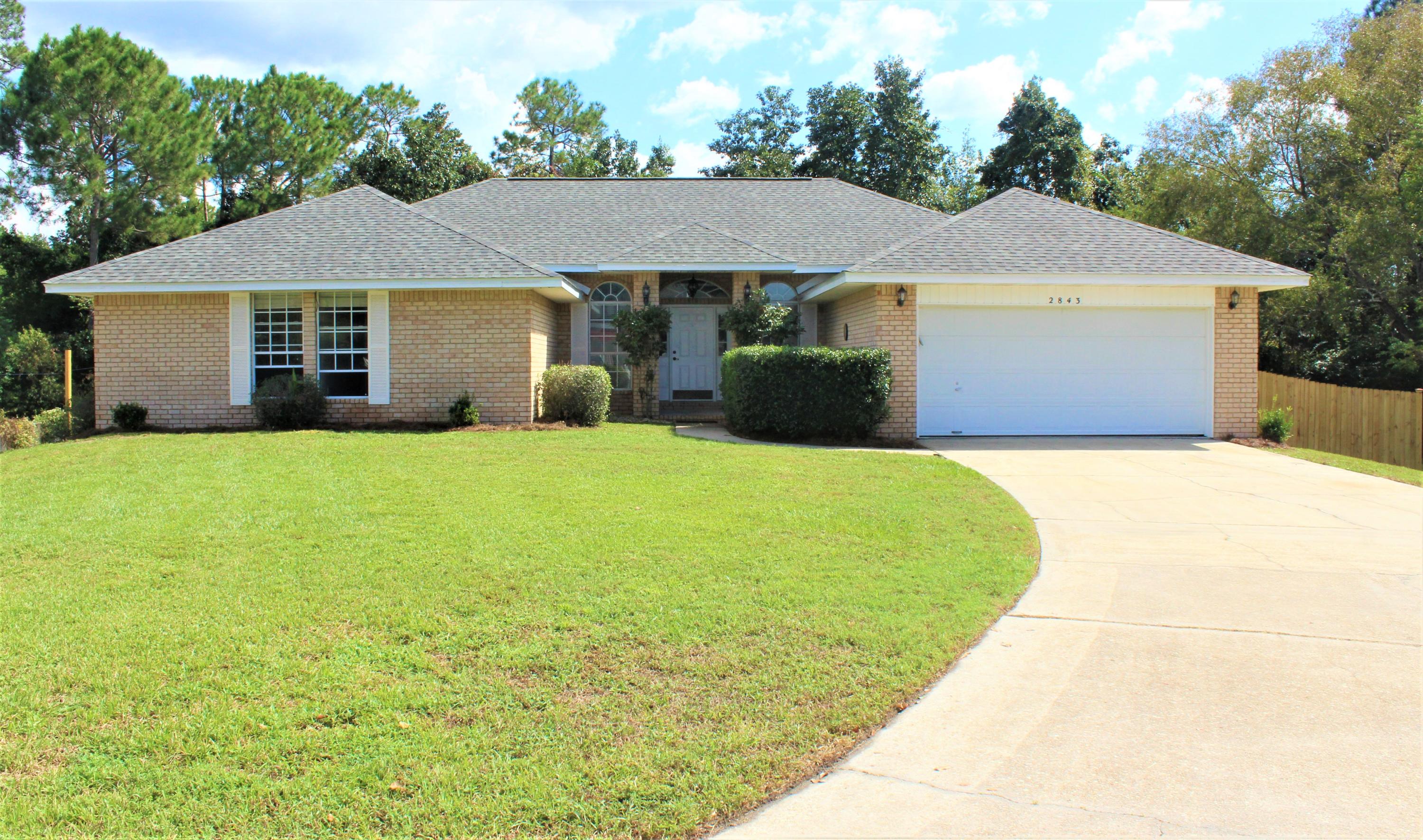 ''Spacious 4 bedroom/2 bath + office, one-story brick home on a cul-de-sac, with mature trees and shrubs on .48 acre. Sprinkler system. Conveniently located south of I-10 with access to the most southern road on Hwy85 for an easy drive to bases (Duke Field and Eglin AFB) or town! Built in 1996, this home has a new air conditioner (2018) and new roof (2019). Two-car garage, gas water heater, gas or electric for dryer, gas range and oven, gas furnace (new). Tile flooring in bathrooms, kitchen, hallway, and laundry room. No HOA fees.'' All measurements are estimates and buyer should verify that which they deem important. Sold AS IS