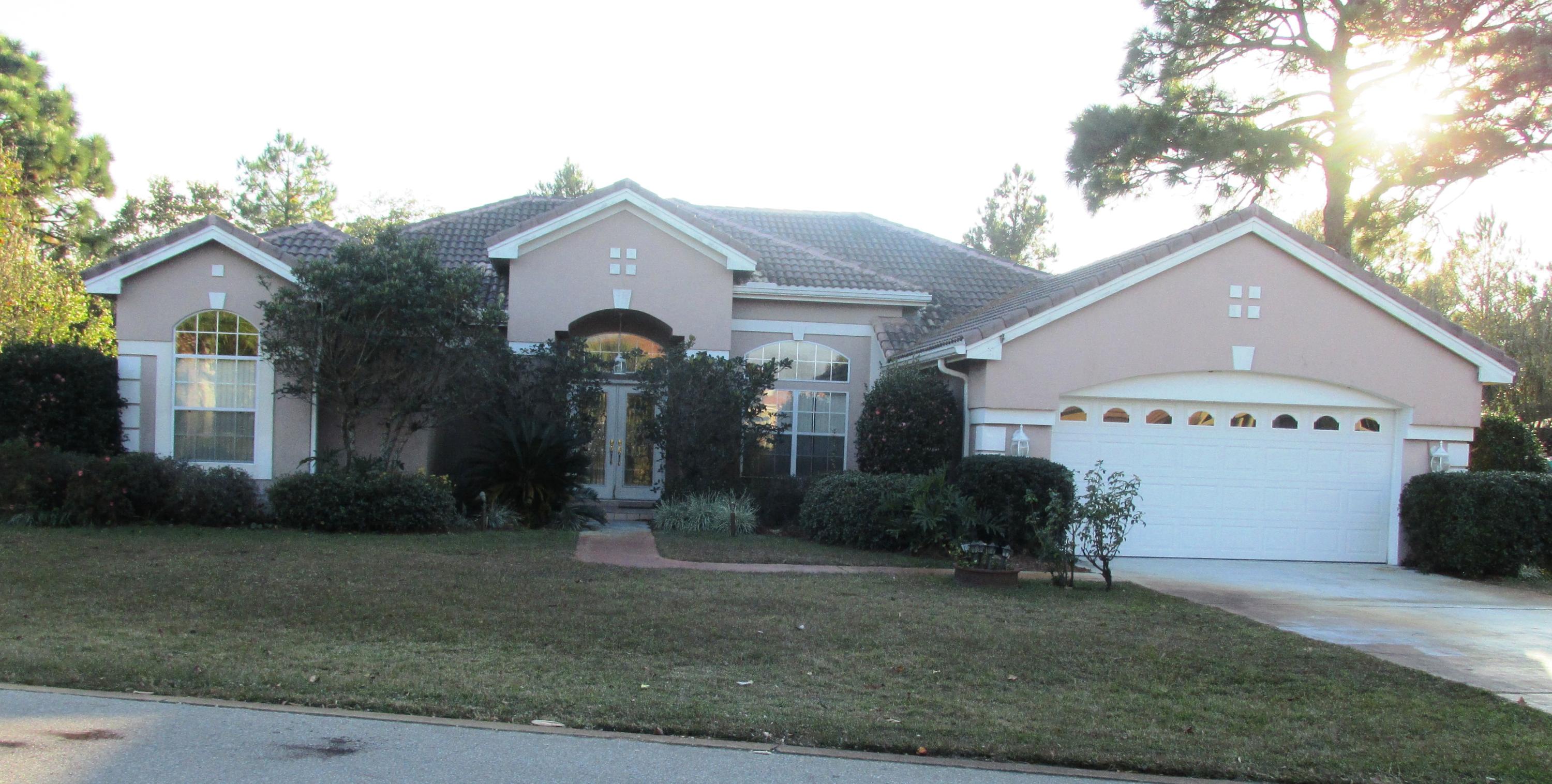 This beautiful 3BR/2BA home is located in the golf community of Emerald Bay. It features an open floor plan with wood laminate and carpet flooring throughout and beautiful granite counters and stainless steel appliances in the eat-in kitchen. Sliding glass doors lead to the outside screened patio and private pool. The master bedroom and bath is very spacious with a walk in closet, double vanity, garden tub and separate shower. Pool service is included. Pet negotiable with $1,000 pet deposit.