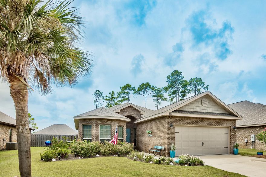 This adorable brick home is located in the wonderful community of Driftwood Estates, adjacent to Sandestin on Mack Bayou Road. This home has excellent curb appeal with a beautiful bay window. Upon entry you are welcomed with a spacious open floor plan that's great for the whole family. The cozy, yet spacious living area features high ceilings and opens up to the kitchen and dining area making it great for entertaining guests. The kitchen features stainless steel appliances, and an over sized breakfast bar. The dining area features two wonderfully sized windows allowing for great natural light to shine through during breakfast with the family. The dining area has direct access to the perfect covered patio which allows for easy access to and from the kitchen area. The covered patio is