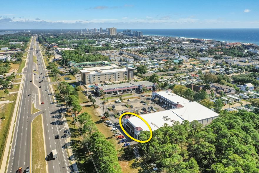 NEW, PRIME COMMERCIAL LISTING!!  TWO contiguous end-cap commercial spaces totaling approximately 3,432 square feet in Miramar Plaza offering potential uses as retail, restaurant, and/or office.  Located strategically between Destin Commons and Sandestin in Miramar Beach, Florida, this expansive storefront wraps two sides of these exceptional spaces, the length of which fronts Highway 98, capturing visibility from the approximate 45,000+ vehicles passing the site daily.  The pronounced parapet will accommodate excellent signage and visibility.  The parking capacity is exceptional.  Ingress and egress are favorable as well.  These spaces are the finest two spaces of their kind on the market in Destin, Florida, and irreplaceable at this pricing when you factor all improvements, including... land and site improvements.  Showings are by appointment only, which require a minimum (24)-hours of advance notice.