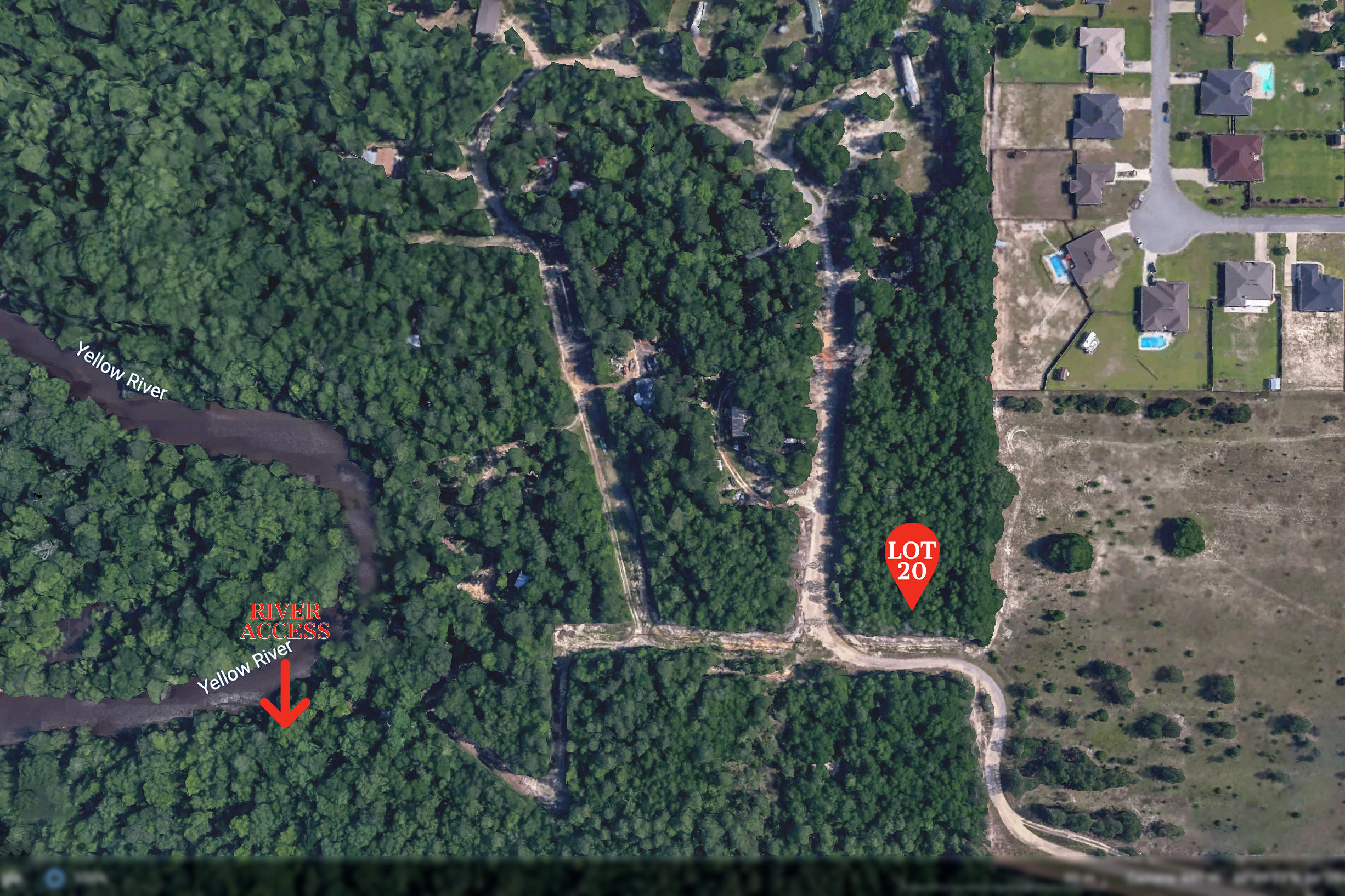 Vacant wooded lot approximately 1.26 acres in size. It is high and dry and NOT in a flood zone. (Adjacent lot also available - Lot 19 approx 1.10 acres - MLS 874725).This lot is perfect for building your new home or for placing a mobile home. There are no utilities in place. This property has private access to Yellow River for residents only. Located in North Crestview just minutes from downtown on a no through traffic street, and 'No HOA fees. Size: Approx. 1.26 Acres. Flood. zone: X (No flood zone).Access: Dirt Road - Private Road.Power: Available in the area.Water: Would be by Private Well.Sewer: Would be by Septic.Taxes: Approximately $125.5 per year.Zoned: RESIDENTIAL RURAL (RR) Mobile homes allowed.