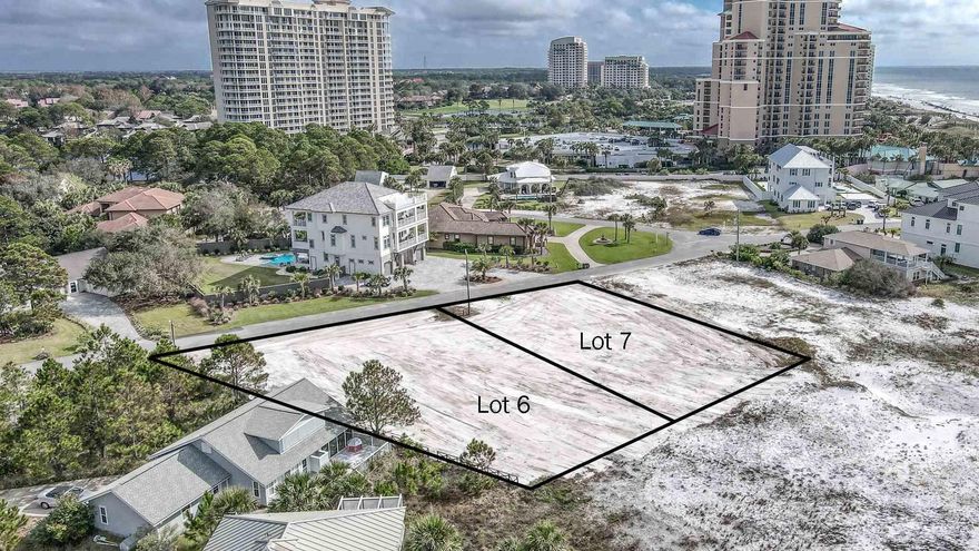 SELLER WILL BUILD TO SUITE or you build up to 6,000 square foot, 6BR, 6B home with pool for personal use or vacation rental. Plans available.Fantastic beach community with majority of homeowners not on a rental program.Walk over dunes to gated beach walkover and pavilion to 1300 feet of Gulf Pines beach- or enjoy the subdivision Morrison Lake picnic area. Expansive gulf views from second or third floor balconies. See drones photos.  Gulf Pines is centrally located adjacent to Sandestin and Grand Blvd and only minutes from Silver Sands outlet center. Cleared and ready with plans for construction with no wetlands. Call for survey. Lot also comes with 1/10th ownership in property between lot and parking and beach walkover.