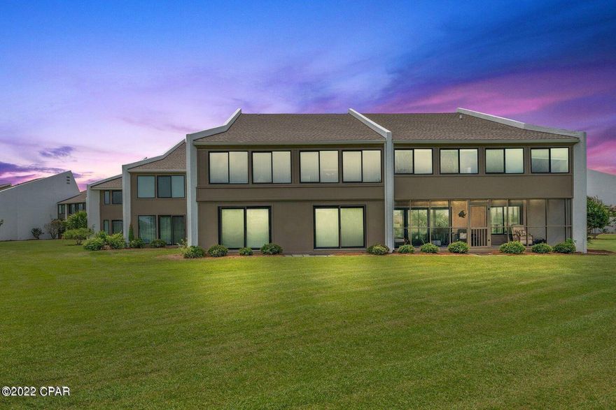 Hidden gem located in Bay Point Legends with water views.Don't miss out on an opportunity to live in one of the most sought-after neighborhoods in Bay County.The ground floor Legend Villas rarely come to market, and #166 is sure to please.This updated ground-floor unit in Bay Point Harbour Villas offers 1 bedroom, 1 full bathroom, and picturesque views overlooking the water.  The interior features modern upgrades, including newer appliances, solid surface countertops, and ample cabinet space. Custom brick flooring and newer/updated lighting run throughout, adding a clean and contemporary feel. The bathroom is equipped with custom lighting, and a solid surface countertop. The unit could be offered fully furnished and move-in ready, the unit also includes a washer and dryer for added convenience. Large sliding glass doors lead to an expansive yard and entertainment area, perfect for relaxing or enjoying the scenic surroundings and pond. Don't miss the opportunity to own this low-maintenance and beautifully updated condo in Bay Point. 
One King Master bedroom with private dressing area and vanity/sink. Lots of closet space - full bath is shower/tub combo. Two separate living room areas - one with a day bed sleeper for guests. Office nook, 2 smart Roku TV's.  All glass across back of condo, custom slipcovered furniture, and Kohler fixtures throughout. Walk out your glass doors to the back yard with beautiful views and a pond, walk out the front to see the sun set at the newly restored Point South Marina.
Tucked securely within Bay Point's gated community, you'll experience a range of top-notch amenities, including 24-hour roving security, a prestigious golf club featuring the exclusive Nicklaus Golf Course (the only one of its kind in Northwest Florida), Point South Marina, a state-of-the-art full service marina with a fuel dock and slips accommodating boats up to 120 feet.
Come see this amazing property and make it yours today.