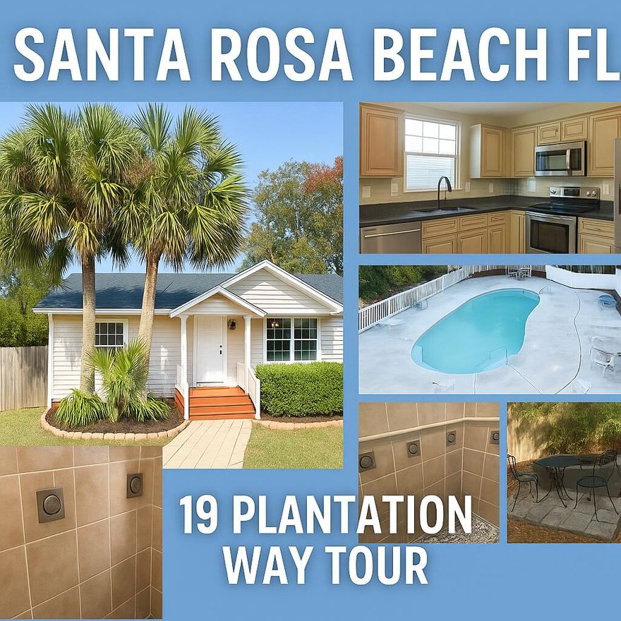 LOCATION, LOCATION, LOCATION! Just 2 miles from the award-winning South Walton Beaches and Dune Lakes, this Santa Rosa Beach gem is perfectly positioned between the Gulf and a nearby bay boat ramp ideal for enjoying all the coastal lifestyle has to offer.This partially furnished 3 bedroom, 2 bathroom home is packed with upgrades, making it a fantastic opportunity for homeowners seeking a stylish and functional property in a prime location.Inside, you'll find elegant mosaic tile accents, large format tile flooring throughout, and a chef-inspired kitchen featuring a center island with prep sink, upgraded granite countertops, soft close hardwood cabinets, and stainless steel appliances including a double oven. The kitchen also boasts a stainless steel subway tile backsplash and more under-cabinet lighting, and a lighted pot rack for added flair.

From the moment you step through the front door, you'll be captivated by the elegant mosaic tile in the foyer and thresholds leading to each bedroom, setting the tone for the attention to detail throughout this 3-bedroom, 2-bathroom home.

The open floor plan enhances the home's livability and flow, making it great for both everyday comfort and entertaining. The master suite offers a spacious walk-in closet with built-in wood shelving and a spa-like bathroom complete with an all-tiled shower, pebble stone flooring, a glass door, and luxury body jets.

From the welcoming mosaic tile foyer to the thoughtful finishes throughout, this home delivers a level of detail rarely seen in this price range.

The chef-inspired kitchen is a standout feature, designed with functionality and luxury in mind. Highlights include:

A center island with a prep sink, garbage disposal, and additional outlets, complemented by a lighted pot rack for both style and convenience.
Upgraded granite countertops with rounded corners for a polished look and a unique cut-in corner for added workspace.
A stainless steel subway tile backsplash paired with under-cabinet lighting to create a sleek and modern ambiance.
Hardwood cabinets with soft-close features, including a glass-door end unit for display.

Don't miss your chance to own a beautifully upgraded home in one of Santa Rosa Beach's most sought-after locations just minutes from both the bay and the beach. Schedule your private showing today!