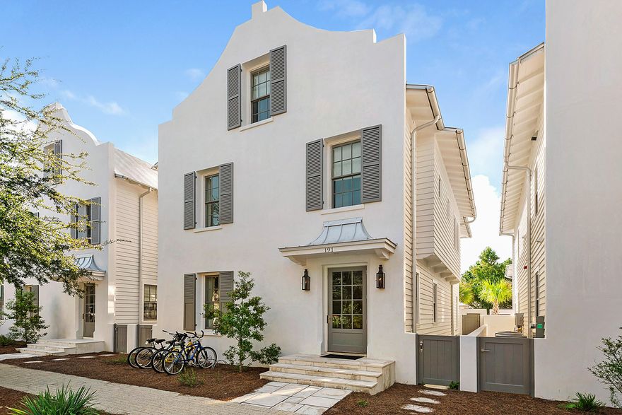 A stunning offering on East Kingston! This breathtaking home was built in 2013 by Benecki Homes from Atlanta and has over 3,400 square feet of living space, 4 bedrooms plus a bunk room and a private, heated saltwater pool. 3 levels of living space provide privacy even when the home is fully occupied. The striking entryway with Venetian Plaster walls leads to the first floor great room with an 11.5 foot beamed wood ceiling. Encompassing the kitchen, dining and living room, the great room provides a beautiful gathering space for everyone. From the large windows framing the private courtyard abundant natural light fills the house. French doors connect the open living space to the private courtyard and pool, making the home perfect for entertaining with space to dine inside and out.