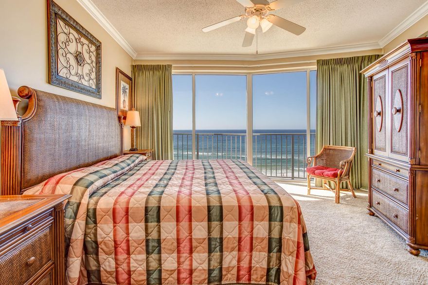 Now offering a two bedroom, two bathroom at Boardwalk in Panama City Beach. This condo boasts beautiful views and a great perspective from its 6th floor location. Tile floors throughout the living and kitchen areas and a gulf front master bedroom make this a perfect option. Boardwalk offers it's owners and guests possibly the best array of amenities on Panama City Beach. 16 Acres of private beach awaits along the pristine white sand bordering the Gulf of Mexico. Swim the day away in the 2500 sq.ft zero entry pool or relax in one of the two gulf front hot tubs. The development features a lavish pool deck and a wonderful kid's splash area that is sure to entertain for hours. Boardwalk features gated, secured access and other amenities include a sauna, steam room, and fitness center.