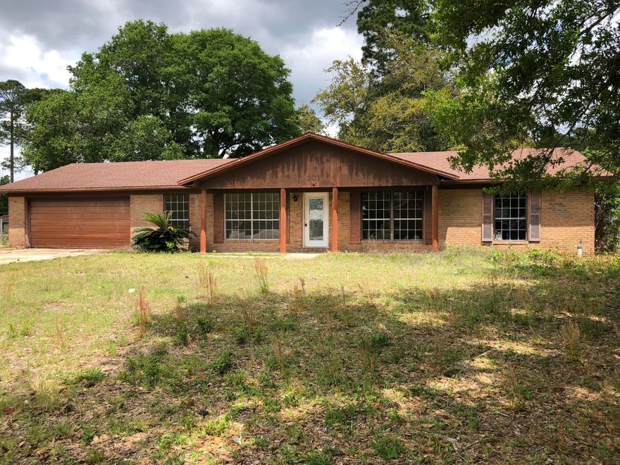 REO. Centrally located in Niceville and a mostly brick, 4 bedroom, 2 bath home with 2,164 square feet of living space. Nice sized Florida room off of living area. Large corner lot with extra parking for an RV or boat. No HOA. Home does need work. Being sold As-Is and is not financeable. All offers must be submitted through Hubzu.com. Please visit Hubzu.com for minimum bids, start times and ending times.