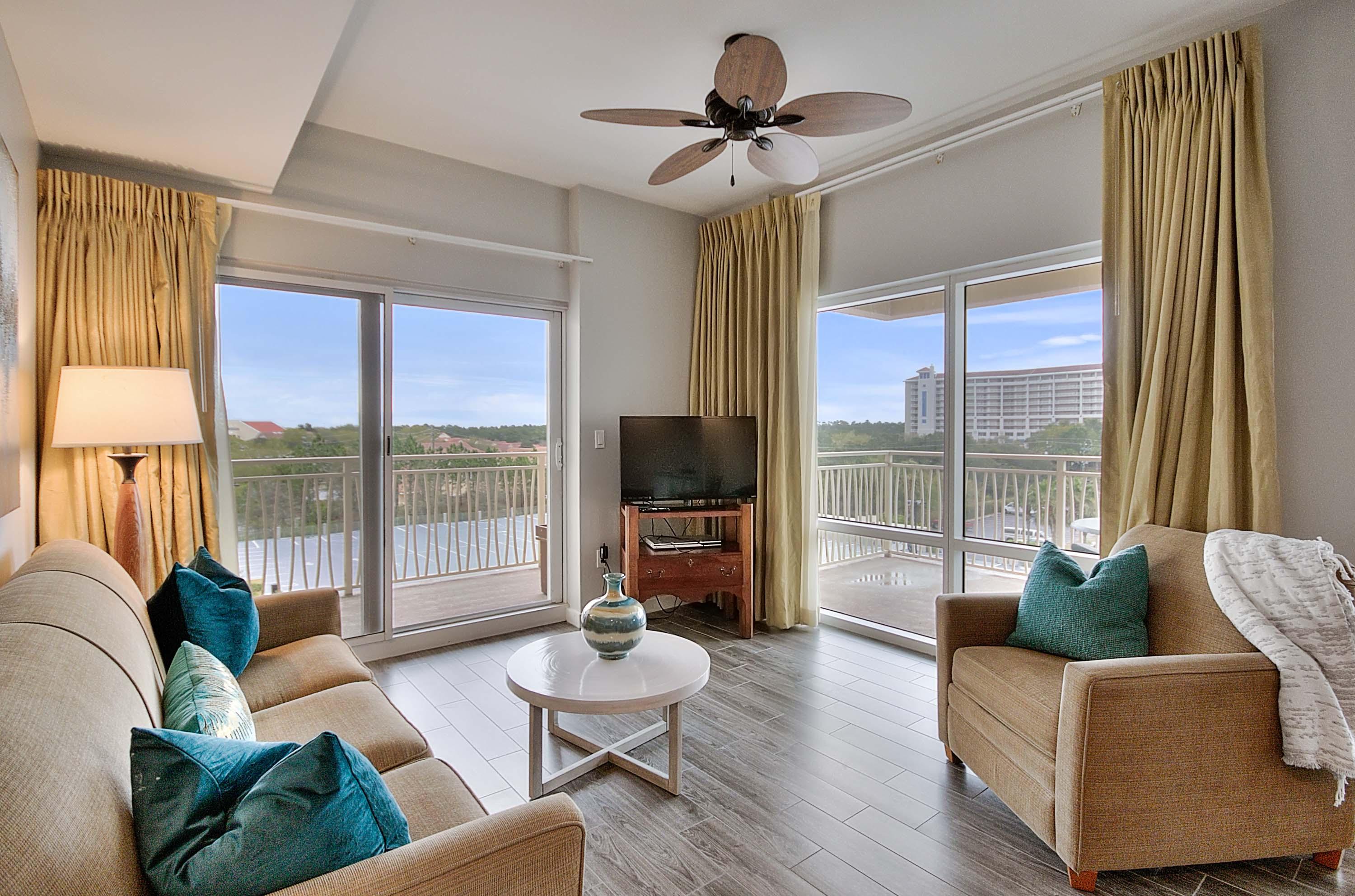 Remodel Complete!! New paint, new woodlook tile floors, new bedding, art and accessories!! nterior pictures are being taken now! The Luau building is just a steps to the private beach walkover located inside the Sandestin Golf and Beach Resort. This 4th floor two bedroom bedroom/ lock-out has many rental possibilities, and a very strong rental history. Kitchens with granite counter-tops, breakfast bar large dining and living areas, and washer/dryer. Relax on the covered balcony and take in the resort and beach views. Studio side has kitchenette with refrigerator and microwave. Luxurious pool area boasts grotto, waterfall, two Spas and Tikki bar. Owners enjoy covered parking and their own locked storage area. Take in the views from the rooftop lookout or workout in the fitness center You will find endless activities and entertainment at Sandestin Golf and Beach Resort as it is a major destination for all seasons and all ages, and has been named the #1 resort on Florida's Emerald Coast. This magical 2,400 acre resort, comprised of over 70 unique neighborhoods of condominiums, villas, town homes, and estates. The resort features miles of sandy white beaches and pristine bay front, four championship golf courses, a world-class tennis center with 15 courts, 4 resort swimming pools (and 15 private neighborhood pools), a 113-slip marina, a fully equipped and professionally staffed fitness center and spa, meeting spaces and The Village of Baytowne Wharf, a charming pedestrian village with events, shopping, dining, family entertainment and nightlife. For true golf cart community living, Grand Boulevard is just outside the resort gates and provides access to additional shopping, dining and entertainment ???????????" all without traveling on Hwy. 98.