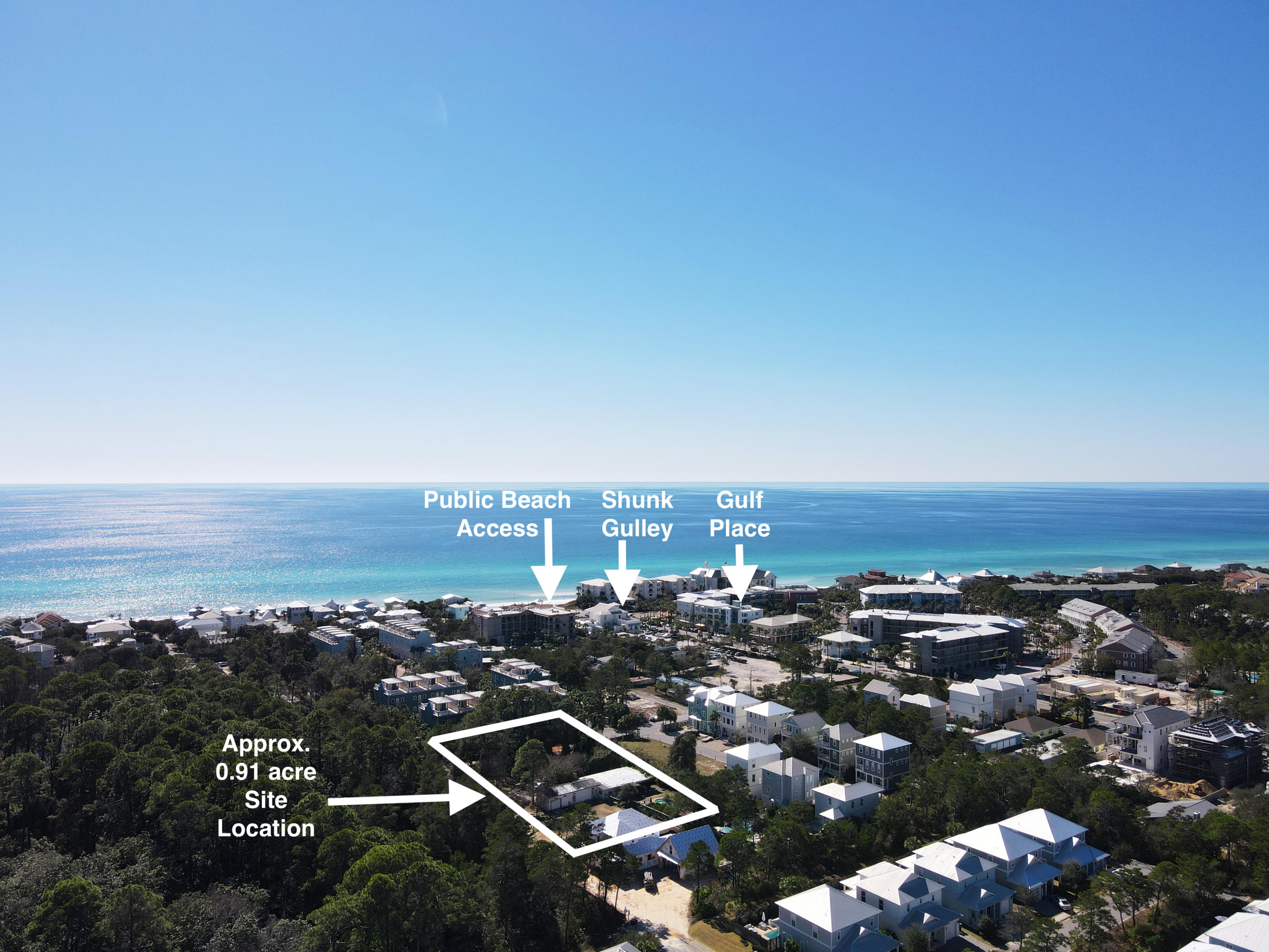 Exceptional development opportunity in a highly desirable location along the west end of 30A. Conveniently located just over 1100 ft to one of the largest public beach access areas in South Walton. Speaking of convenience, this site is extremely close to Shunk Gulley restaurant and all that Gulf Place has to offer. Property is zoned VMU and contains 0.91 acres more or less. Property currently has a home and pool on property, being conveyed at no value. Lots of adjacent residential construction currently being built. Truly a great site in a growing location.