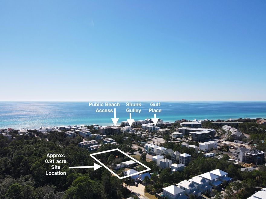 Exceptional development opportunity in a highly desirable location along the west end of 30A. Conveniently located just over 1100 ft to one of the largest public beach access areas in South Walton. Speaking of convenience, this site is extremely close to Shunk Gulley restaurant and all that Gulf Place has to offer. Property is zoned VMU and contains 0.91 acres more or less. Property currently has a home and pool on property, being conveyed at no value. Lots of adjacent residential construction currently being built. Truly a great site in a growing location.