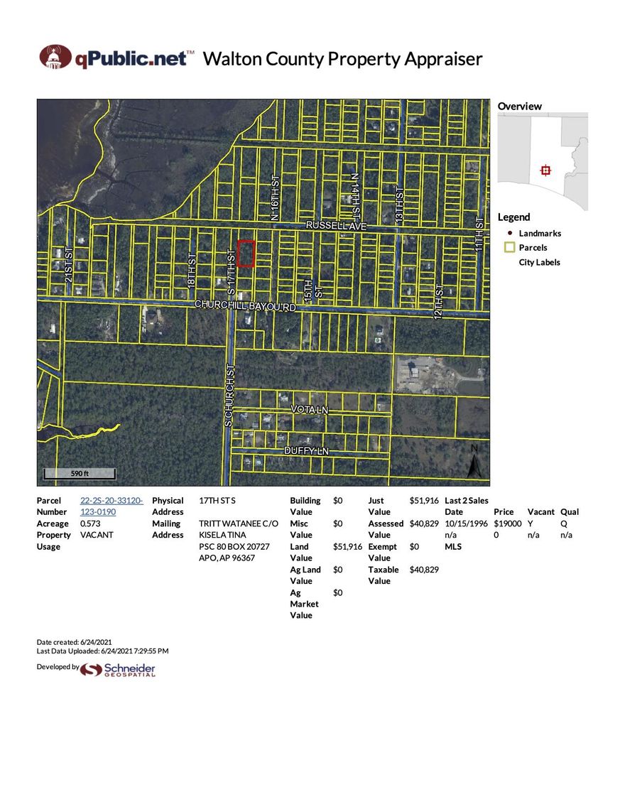 Build your dream home on this half-acre lot with plenty of privacy.  This area is developing quickly.  Low property taxes in this area (only 10% millage rate).  No HOA fees here.  Zone in an AE8 flood zone, which means this is the perfect property to build your elevated home. Within 1/2 mile from the Bay; 3.5 mi from the Gulf.