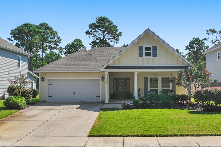 Welcome to Eagle Bay Landing - Your Peaceful Retreat in Santa Rosa Beach!Nestled in a serene community surrounded by conservation land, this charming craftsman-style ranch home offers the perfect blend of comfort and convenience. Located in the heart of Santa Rosa Beach, Eagle Bay Landing provides easy access to all that South Walton and 30a has to offer, while maintaining a quiet, neighborhood feel. Step inside to discover an inviting open-concept layout with raised tray ceilings and split bedrooms for added privacy. The spacious kitchen is a true centerpiece, featuring light cabinetry, granite countertops, a large island with built-in storage, and seating ideal for casual dining. Hardwood flooring flows throughout the main living areas, adding warmth and elegance. Click more to The primary suite boasts a luxurious 5-foot tiled shower with a bench seat and glass enclosure, creating a spa-like experience at home. Additional highlights include granite in both bathrooms and thoughtful design touches throughout. Eagle Bay Landing residents enjoy access to a community pool and are just minutes from Grand Boulevard, Sacred Heart Hospital, top-rated schools, and the scenic beauty of 30A. Whether you're looking for a full-time residence or a coastal getaway, this home is a must-see!

