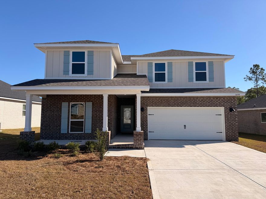 STUNNING NEW CONSTRUCTION in ROMAN OAKS COMMUNITY! NEW ''OZARK'' floorplan, a well-designed 2 story model with 2 bedrooms ''&'' a living room on ''EACH'' level. Highly desirable open concept. The kitchen, living room & dining area flow together for relaxed living. Open kitchen features: all stainless-steel appliances, pantry, Quartz kitchen countertops, nice island, smooth-top range, built in microwave & quiet dishwasher. The stairway is right off the kitchen for ease of access for both levels. Bedroom 1 offers a spacious walk-in closet, & adjoining bath has a double vanity, large shower, linen and water closet. All 3 baths offer Quartz countertops. Covered back patio, Smart Hm. system & more. Fabric hurricane window protection is included. Gulf Breeze (Midway) location.