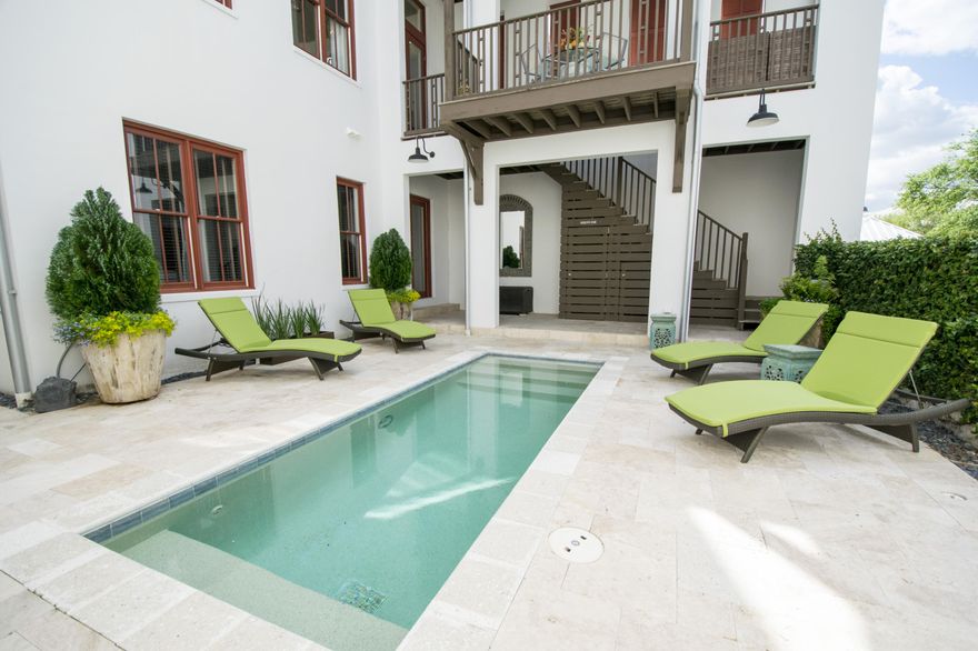 Situated on West Long Green Park in the heart of Rosemary Beach close proximity to the Beach & Gulf and Town Center sits this beautiful and elegant home. This stately home has the right touch of southern charm with New Orleans accents. Vaulted ceilings with large windows provide an abundance of natural light to the living, dining and kitchen areas. The interior has many great amenities featuring hardwood pine and stone flooring. mahogany cabinets, granite countertops and Viking stainless steel appliances. The living area has a walk-out covered porch overlooking West Long Green Park. A second walk out covered porch off the kitchen provides an opportunity for outdoor dining while overlooking the courtyard and heated pool of the delightful home. Click the ''More'' tab for additional details