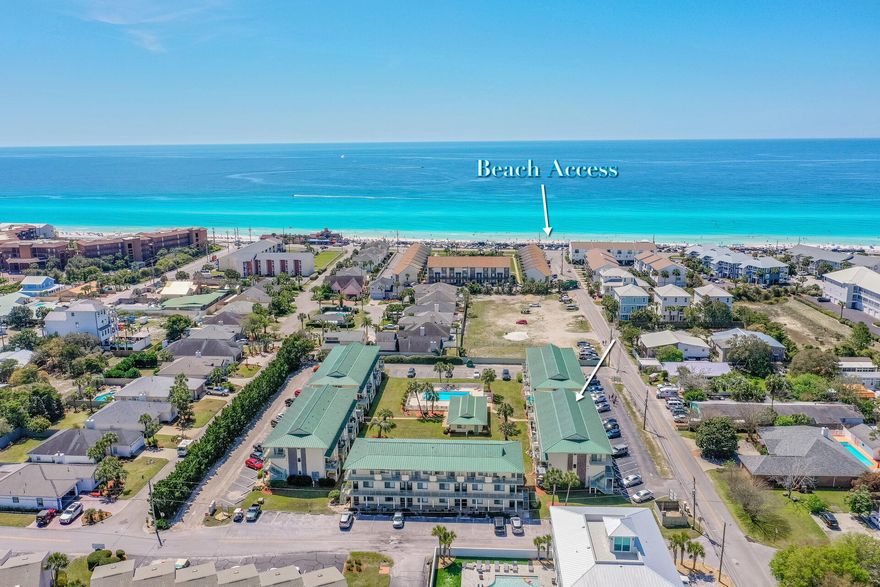 Own a slice of paradise only 2 blocks from the Gulf of Mexico surrounded by family friendly restaurants and activities. Charming and spacious, your family will enjoy this 1BR/1BA (sleeps 4) with a beautifully landscaped pool area, club house, and grilling area on site. This fully furnished condo also features an open living and dining area, beach friendly flooring and fixtures as well as designated parking.  Desirable location with great potential for rental income. You don't want to miss this opportunity to own in the heart of Miramar Beach. Showings available now!