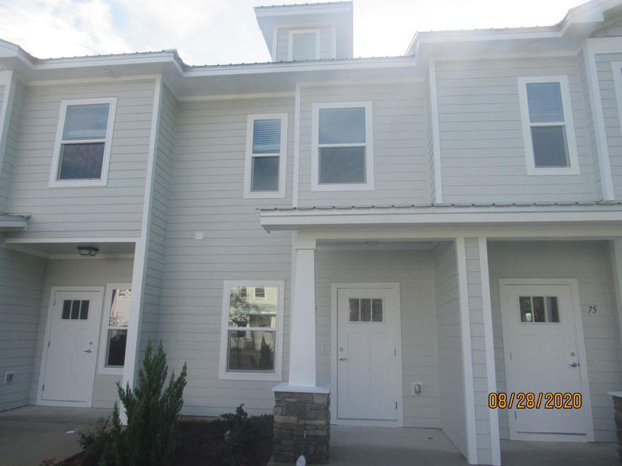 Presenting a meticulously crafted 2020-built townhome with 2 bedrooms, 2.5 baths, and upgrades, nestled in a community with a refreshing pool. Conveniently located near an elementary school and Publix shopping center, with an easy commute to the pristine beaches of 30a/SOWAL.Inside, discover contemporary charm with fresh, neutral paint and no carpet. The open first-level floor plan seamlessly combines a spacious living room, eat-in kitchen with a breakfast bar, stunning countertops, and stainless appliances. The first level also features a half guest bath and a screened-in back porch.