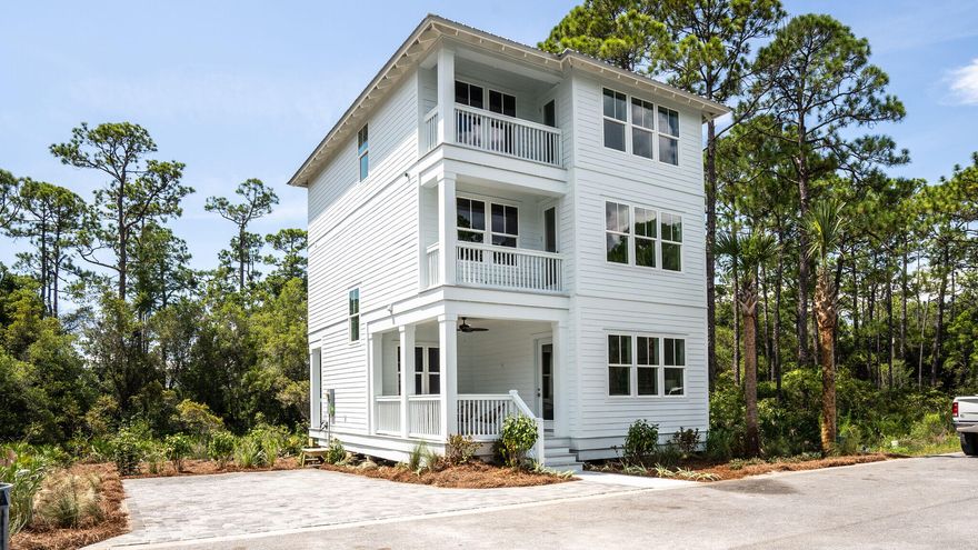 This NEW CONSTRUCTION 4 bedroom/4.5 bath is home is now complete and includes a custom bunk room with 4 Queen and 2 Full beds along with a loft with arcades for the kids.   The home includes designer furnishings  and has 4 parking spots.   The lot backs up to a preserve for privacy and there is room to add a 2 car garage with guest house, pool and large deck(must submit plans to HOA and county)  Treetop Village at Seacrest Beach is a gated community with two entrances,  One has access to 30A  through Seacrest  Beach and  the other directly to HWY 98. Amenities include  deeded beach access, shuttle service and community pool.   This quaint, secluded neighborhood nestled between Alys and Rosemary Beach offers privacy and is walking distance to all the shops and restaurants.