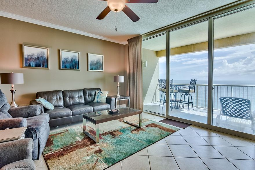 Phenomenal opportunity to own a stunning Gulf front penthouse with storage (P2-07). There are only two 1-bedroom units on the top floor so this is a rare treat! Being on the top floor, you have a bird's eye panoramic view of the beautiful Gulf of Mexico and shimmering coastline, yet can still hear the soothing sound of the waves. The unit has been impeccably maintained and just had over $13k in updates done. It is an expansive open floor plan totaling 1,026 sq. ft. offering 1-bedroom, 2-bath unit with a good sized bunk room. The kitchen is gorgeous with a newly added mosaic tile backsplash and custom glass pantry door. There are large granite countertops & breakfast bar, ample cabinets and stainless steel appliances. Upscale tile floor extends throughout the unit for easy beach living! The raised ceilings give this unit a spacious feel and allows views of the Gulf from the kitchen, dining and living areas. The open floor plan makes dining, entertaining and relaxing easy. The dining area easily seats 2 at the table with additional seating for 4 at the large breakfast bar. The living area features crown molding, nice coastal decor and an impressive new 70" TV with speakers. There is a nice flow from the living area and great floor to ceiling glass sliders opening up to the private balcony. There is a nice, high quality high top metal table and chairs that allows you to see the views easily over the balcony. This is the perfect spot to enjoy your morning coffee, enjoy outdoor dining or catch the evening sunset. The two outdoor loungers are prime for relaxation. The master bedroom is features a new king size bed, crown molding, and tile floor. The master bedroom includes an en-suite bathroom with tile floor, shower/tub combo and grab bars installed making it ADA friendly.

The bunk room and additional bathroom are perfect for guests. Bunk room has an added door which offers more privacy; not all bunk rooms at Palazzo have a door so this is definitely a perk! The guest bathroom features a pedestal sink, tile floor, walk-in shower and also has grab bars installed. There is a stackable washer/dryer in the unit for convenience. This is definitely a terrific turnkey investment and could also make a great full time residence or true second home. A great feature about Palazzo is it is lower density than most complexes with just 129 units, and of that approximately half of them are non-rentals. You can enjoy the laid back feel & privacy, however, if you decide to rent, they have great rental income potential as well. 

Palazzo amenities include elevated Gulf front pool, hot tub, complimentary beach service (Mar-Oct), fitness facility, and meeting room. At Palazzo you are on the desirable West End of Panama City Beach, 1 mile from Pier Park shopping center and less than 20 minutes from the Panama City Beach International Airport. Palazzo has four levels of covered Gulf Front parking under the building - no need for massive parking garages with elevated walkways across the street. Do not miss out on this incredible opportunity to own an upgraded penthouse unit at one of the finest condominiums in Panama City Beach! Unit #1704 truly is paradise. Sitting atop 4 levels of underground parking, this unit offers an even higher elevation for amazing views (and no noise above)!