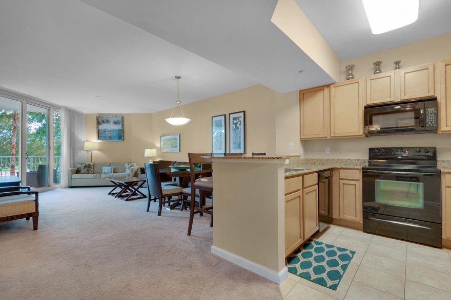 This fully furnished two-bedroom condo is equipped to enjoy as a primary residence, a second home, and/or vacation rental property and offers an open concept in the living and dining area. Enjoy brand NEW carpet(installed in 2019) throughout and tranquil views from your serene and shaded second floor balcony. The Palms of Destin is a coded entry building and is centrally located in the HEART of Destin! The amenities are second-to-none including an expansive 11,000 SQ. FT. lagoon pool with waterfall and spa, children's pool and splash pad, playground, elite fitness center, covered parking, lighted tennis and basketball courts, and SEASONAL BEACH SHUTTLE SERVICE to public beach access. The beautiful lobby is complete with an onsite restaurant and conference center. The HOA fees include ALL