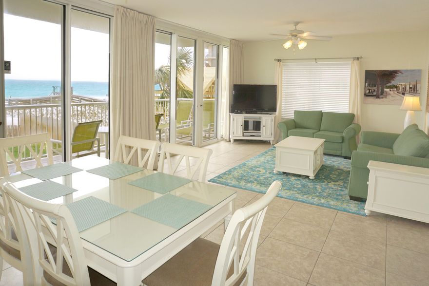 Beautiful, well maintained 3 bedroom, 3 bath gulf front condo. Kitchen remodeled in 2016. Granite countertops,fully furnished with the ability to sleep 10. Unit is tiled throughout and looks great. Open living area with wall to wall windows and sliding doors to the large balcony. Amenities include 5000 sq feet of gulf side swimming pools, exercise room, BBQ grills, picnic areas game room. Covered parking is available along with oversize parking areas. Easy access to elevator and stairs. $62,000 gross rental income in 2017. Listing agent has ownership interest in the property