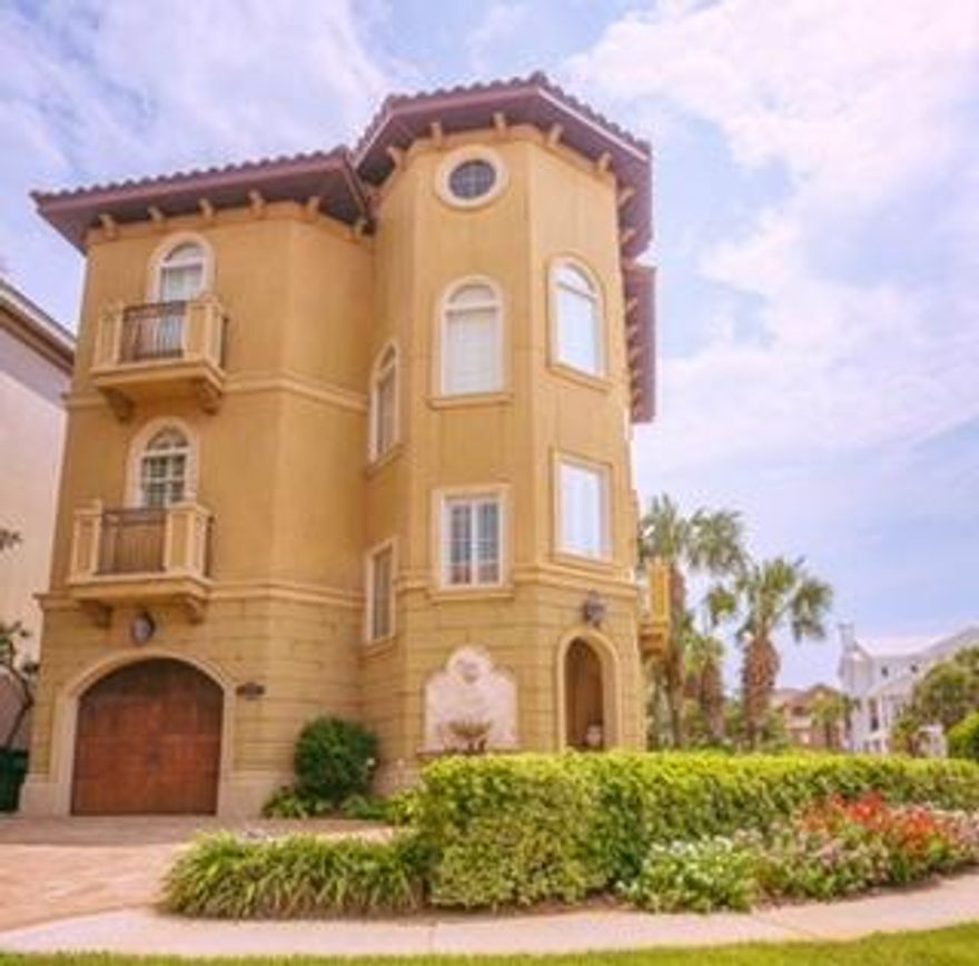 Beautiful Tuscan home located in the exclusive gated community of Destiny By The Sea. This 3 story home was built around the custom floating staircase consisting of Travertine risers and hand scraped oak treads. Custom Alderwood is featured throughout the home in coffered ceilings, cabinets, crown molding and flooring. The gourmet kitchen is equipped with granite countertops, sub zero refrigerator and a wolf 5 burner gas stove. Never been on the rental program, this is a private home in Destiny By The Sea. Home is located adjacent to the community pool.