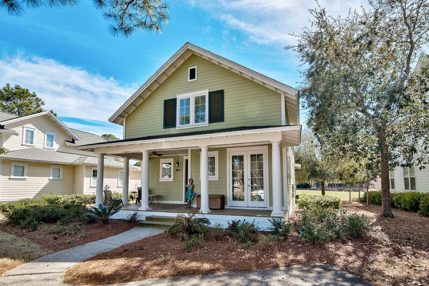 This charming Florida cottage located on the 18th hole of the Raven golf course features an open living, dining and kitchen area. This spacious area is finished with Wainscoting and Travertine tile and a kitchen with granite counters, breakfast bar, stainless steel appliances, and custom cabinetry. Enjoy the large back porch perfect for entertaining & relaxation. The first floor master bedroom has french doors to the front porch and en suite bath with double vanity, soaking tub, and walk-in shower. On the second floor there are 3 additional bedrooms and 2 bathrooms, one en suite with double vanity. All second floor bedrooms have spacious walk-in closets for ample storage. Fully furnished and equipped, even includes a 4-seater golf cart. BRAND NEW carpet throughout was installed March 2016.