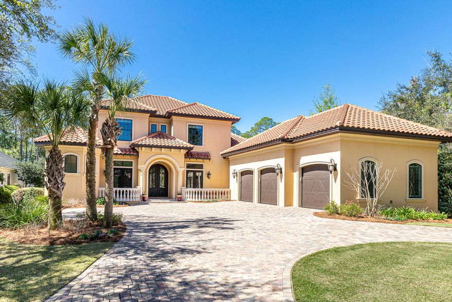 STUNNING BAYOU-FRONT HOME in Regatta Bay of Destin, Florida, including an oversized, climate-controlled 3-car garage (approximately 900 SF, which is not reflected in the living conditioned area measuring approximately 4,178 SF!) Architecturally impressive and imposing in nature, this fabulous home is beautifully oriented on an approximate .84-acre waterfront estate-sized lot, which projects a magnificent streetscape. It is located within the guarded front gate of one of the most extraordinary golf courses along the Emerald Coast of Florida. Ownership...