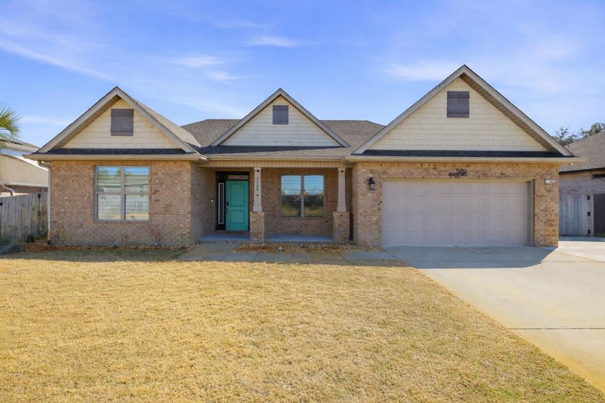 OPEN HOUSE! Wednesday, Feb 11th, 11am-1:30pm. Brand New Gunite Pool with Built-In Hot Tub! Beautifully maintained all-brick home offering 4 bedrooms plus an office/bonus room or optional 5th bedroom, 3 full baths, and 2,942 square feet of thoughtfully designed living space. This spacious open floor plan features numerous upgrades and is ideal for everyday living and entertaining. The living room features soaring vaulted ceilings, tall windows for natural light, and in-ceiling surround sound speakers. The expansive kitchen includes a large island with bar seating, stainless steel appliances, a butler's pantry, and a walk-in pantry. Luxury vinyl plank flooring runs throughout all main living areas, complemented by tall baseboards, crown molding, and tray ceilings. The split bedroom layout provides privacy for owners, family, and guests with separate full baths in each area. The oversized primary suite includes a sunroom extension, custom walk-in closet, garden tub, and separate tiled shower. Step outside to your private oasis featuring a 2025 gunite pool, hot tub, cabana, patio, storage building, and ready-to-plant garden boxes. The home is situated well above flood zones for added peace of mind. Additional highlights include an energy-efficient solar attic fan, ample attic storage, gutters, and French drains. The upgraded garage features LVP flooring, custom cabinetry with granite countertops, 12 recessed lights, a ceiling fan, and an insulated garage doorideal for a workshop, home gym, or extra storage. Conveniently located near shopping, dining, and A+ rated schools in the Gulf Breeze School District, and just minutes from Pensacola Beach and Navarre Beach. Schedule your private showing today!