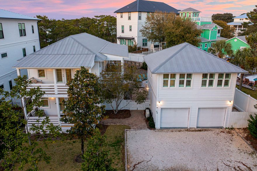 Tucked away in the charming and quiet community of Beach Highlands, this beautifully updated two-story home with a detached carriage house is the ideal blend of elegance and comfort. Thoughtfully positioned for privacy, the carriage house offers a serene retreat for guests or extended family--perfect for added flexibility and seclusion.The main home is designed with spacious living in mind and features oversized rooms perfect for relaxing, dining, and entertaining indoors and out. An open-concept floor plan flows seamlessly onto expansive decks, creating an inviting setting for gatherings or quiet evenings. Surrounded by mature landscaping, the property also boasts a private, heated swimming pool, covered patio, fenced backyard, and a fun game room for kids and guests to enjoy. Convenient beach access is only a short walk away, making beach days effortless and enjoyable. Whether you're searching for a primary residence, second home, or a high-performing rental property, this home checks every box.
Sold fully furnished and turnkey for immediate rental or personal use. Don't miss the opportunity to own this exceptional property on the west end of 30A.