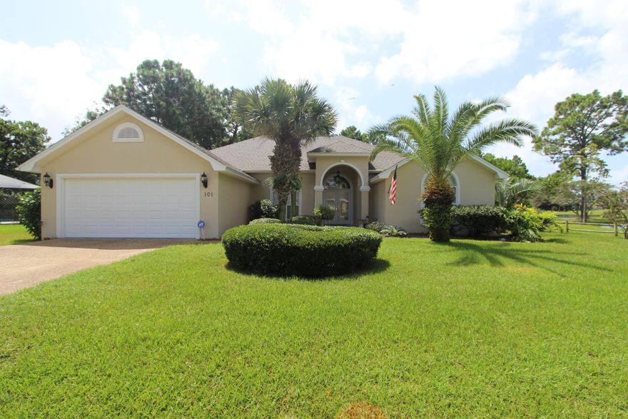 Newly renovated, beautifully appointed 4 bedroom 2 bath home situated on the Hombre Golf Course. Enjoy your brand new kitchen-new cabinets, granite counter tops, lighting, GE appliances, and even a wine cooler! A brand new roof was installed on 08/25/2017. New A/C was installed in 2016 and a new water heater as well. New flooring and fresh paint and fixtures complete the renovation. The home is very spacious with 10' ceilings and crown molding. Split floor plan with large bedrooms. Enjoy coffee in the morning and wine in the evening on your large screened in patio overlooking the golf course.