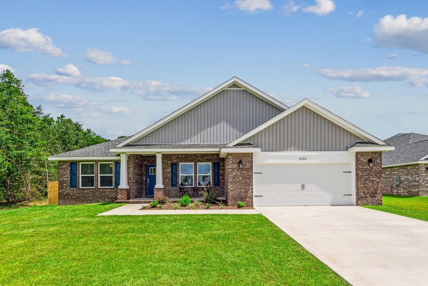 OPEN HOUSE! Sat. & Sun. 8/24-8/25 from 10-1pm. HUGE INCENTIVES! Welcome to Nichols Lake Estates, where rustic countryside charm intertwines with contemporary living. Each home boast expansive lots, including 150+ ft of backyard space. Nichols Lake provides residents with an unparalleled sense of space while offering a perfect fusion of ranch and home. Open-concept living seamlessly merges with curated interiors, reflecting quality and style. The agriculturally zoned properties welcome farm animals, enhancing the serene ambiance of the community. Conveniently and centrally located just off Hwy 87 near I-10, Nichols Lake is just 15 min from Navarre, 15 min from Pensacola, and 30 Min to Hurlburt Field. The ''Turquoise'', one of three distinctive floor plans at Nichols Lake Estates, embodies modern comfort and functionality. This 5-bedroom, 3-bathroom brick home features an open layout ideal for entertaining, including a guest suite with a full bathroom. From the spacious great room to the well-appointed kitchen with stainless steel appliances and granite/quartz countertops. Each home will include the upgrades of Crown molding in common areas and 2" faux wood blinds. Retreat to the grand master suite, boasting trey ceilings, dual walk-in closets, and a luxurious master bathroom with a garden tub and separate tiled shower with dual showerheads. Scheduled completion is 10/18/24. Seize the opportunity to customize your home with interior color choices for flooring, cabinets, and countertops, as well as other optional upgrades. Don't miss your chance to make Nichols Lake Estates your haven call today to learn more and explore our 3D tour for a closer look! Pictures are of a similar home, colors may vary. Ask about builder to buyer credit.