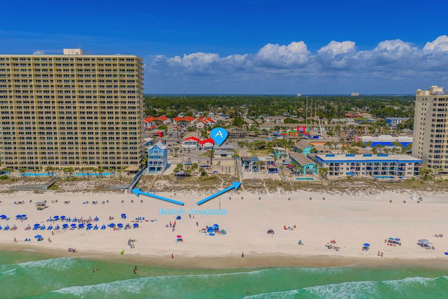 Just steps from the beach and directly across the street from the Gulf, this fully renovated 2 bedroom, 2 bathroom townhome offers an ideal blend of location, lifestyle, and rental potential. With two public beach access points nearby, getting to the sand and water is quick and easy.For those thinking about investment potential, there's a rare opportunity next door. The neighboring townhome is also available, giving you the option to own side-by-side units, ideal for hosting larger groups, increasing bookings, and building repeat guests.The home has been thoughtfully updated over time. The roof was replaced in 2019, along with renovations to the kitchen, bathrooms, and flooring. In 2025, the entire unit was freshly painted, including walls, trim, and doors, and all new furnishings were added.
Being sold fully furnished, the layout comfortably accommodates guests with a king bed and two queen beds. A full-size washer and dryer adds everyday convenience.
The living area opens to a private patio where you can enjoy Gulf views and a coastal breeze, while the fenced backyard offers a private outdoor space to relax after a day at the beach.
The unit also features a private garage, perfect for storing beach gear, bikes, and everything that comes with coastal living, along with additional driveway parking for guests.
Conveniently located near Pier Park, St. Andrews State Park, marinas, waterfront dining, shopping, and local restaurants. Buyer to verify all dimensions.