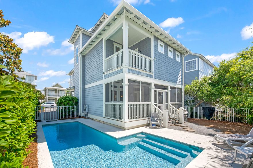 Located in the coveted community of Seacrest Beach, nestled between Rosemary Beach and Alys Beach, 260 Beach Bike Way is an amazing opportunity to own a vacation home or short term rental investment! Upon entering, you will be greeted by a welcoming open layout kitchen featuring a large island with granite countertops and stainless steel appliances as well as dining and living space with a screened in porch leading you to your own private pool retreat! On the main level, you will also find a large guest bedroom and full bathroom. On the second level, you will find the generous primary bedroom sanctuary boasting a walk-in closet and spa like ensuite featuring a large tiled shower and garden tub.