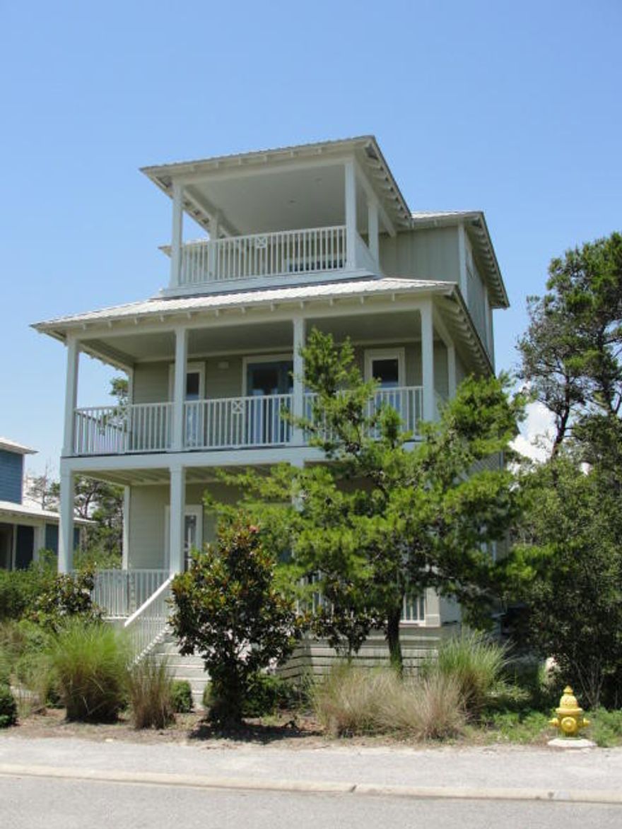 BANK OWNED! Fantastic Florida cottage in The Preserve at Grayton Beach! This home backs up to the state forest and has expansive southern views from the upper floors. Generous windows and french doors opening out to the large porches on all three floors. Hardwood flooring throughout living areas with extensive trim work. Enjoy the unique 3rd floor tower suite with a wet bar and private porch facing the gulf, deep enough to entertain or just relax and enjoy your view above the rest of the surrounding properties. The Preserve is a unique and desirable neighborhood backing up to untouched state forest on its north and east sides. This neighborhood has two gated entrances, two swimming pools, bath houses, tennis courts AND deeded Gulf access. Florida living at its best!!