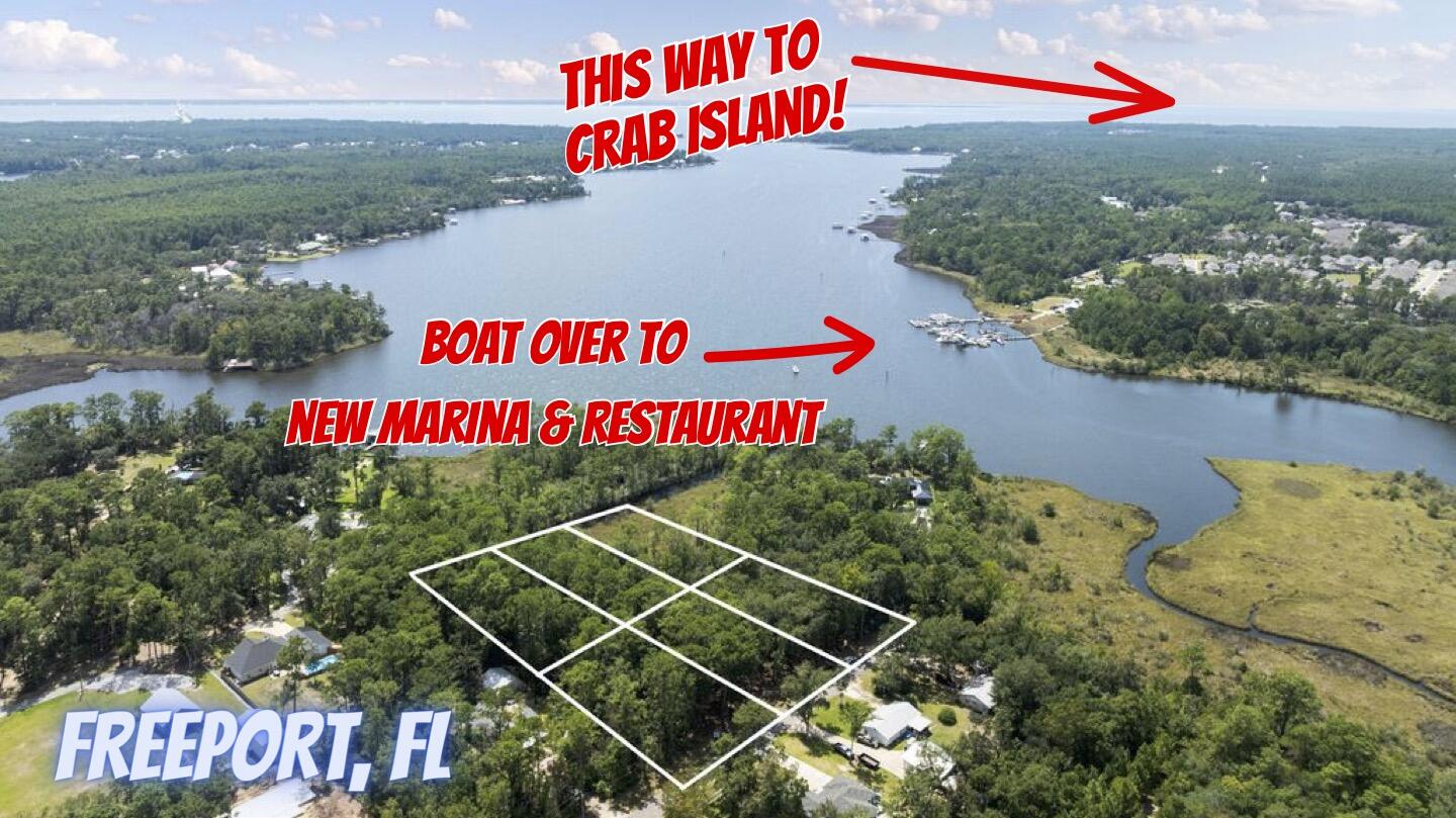 6 Beautiful lots totaling just over 2.9 Acres at the end of the cul de sac. Build your dream home, shop, or vacation retreat! Property has a canal on the southwest corner opening up to LaGrange Bayou which connects to the Choctawhatchee Bay. Walk the property to take in it's full beauty and let your imagination run wild. Just a mile from Freeport shopping and a 12 mile drive to the gorgeous sandy beaches of South Walton. Survey available upon request.