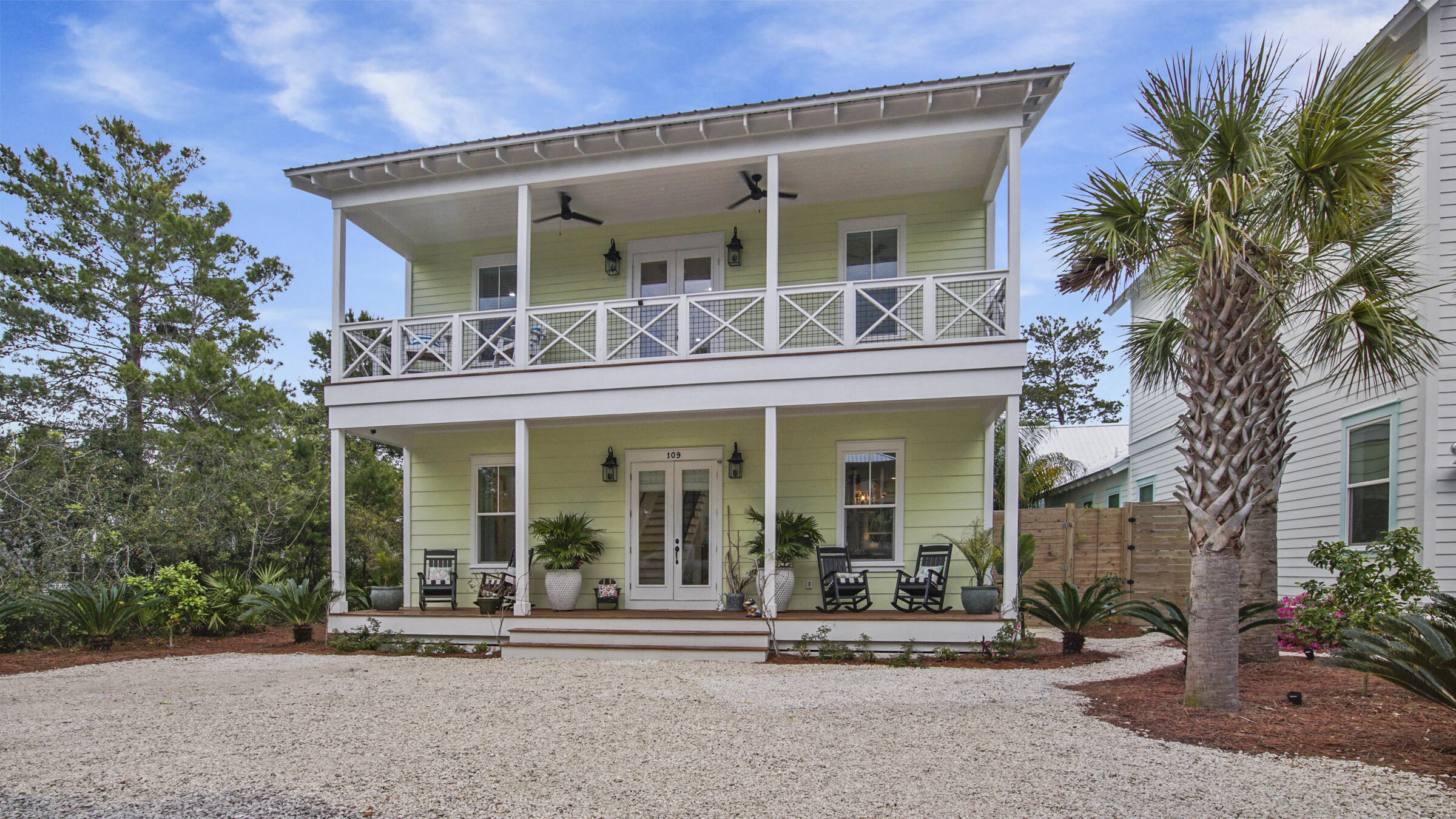 Beautiful home south of 30A in Seagrove less than .3 miles to the nearest beach access! Eastern Lake gulf front was recently acquired by Walton County, making this a prime location for peacefully enjoying our beautiful beaches and one of the world's only coastal dune lakes. Eastern Lake is an amazing place to fish, kayak, paddle, and swim. This home is less than 2 years old, has never been rented, and has been meticulously maintained by the owners. Unique and artistic touches exude coastal relaxation. Balconies and porches on both the front and the rear of the house allow you to feel the breeze and hear the sounds of the gulf anytime of day. The first floor is open concept kitchen, living, and dining with a bedroom and full bathroom and an additional half bath. French doors leading from
