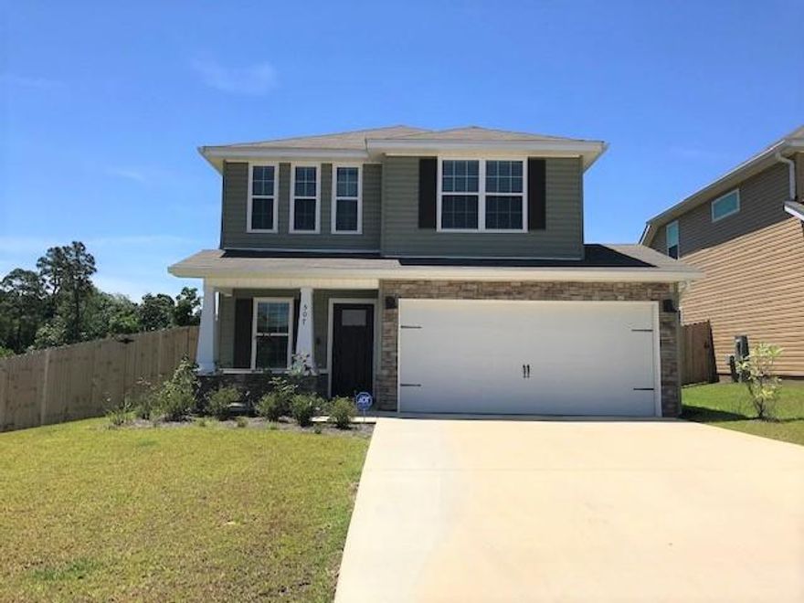 Updated pictures to follow. Delightful 3/2 two story home in Stillwell Estates.  Built in 2018 - almost new! This home offers a spacious open downstairs floor plan. Kitchen is complete with breakfast bar, pantry, stainless steel appliances and spacious dining and living areas.. French doors  lead you out to the privacy-fenced backyard and covered patio. Upstairs offers a full bathroom, utility room and three spacious bedrooms. The master suite includes dual vanities, a large walk-in closet, separate shower and garden tub. Decorative columns, cedar shake vinyl siding and stone exterior accent the exterior of the home. Two car garage. Corner lot and super floorplan. Tenant occupied until the end of June.  Buyer to verify all measurements and pertinent information.