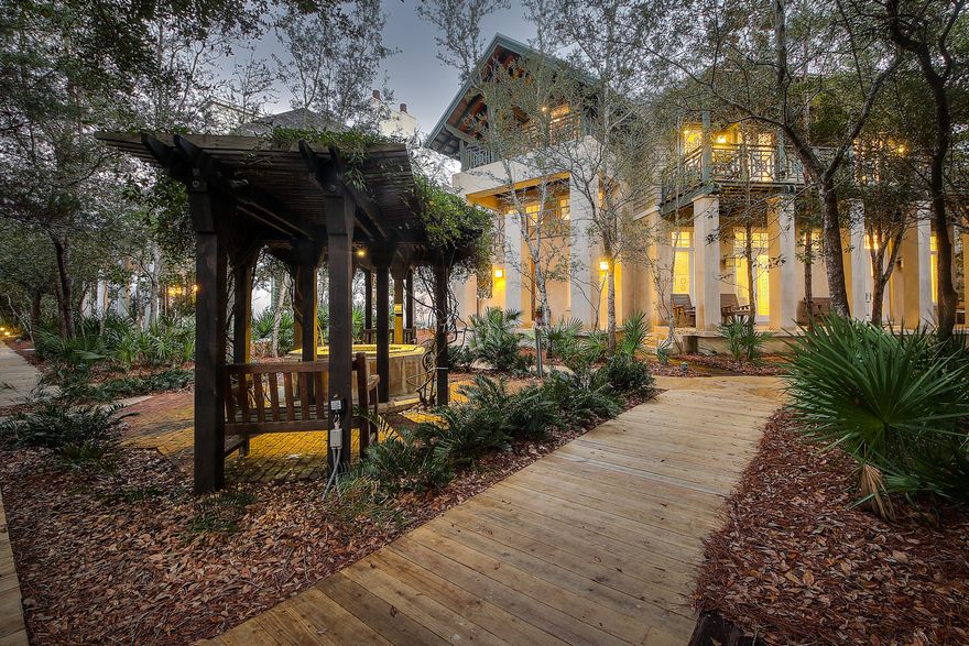 Fabulous ROSEMARY BEACH MAIN & CARRIAGE HOUSE in the perfect location! It allows you to feel tucked quietly away yet still be steps from the action. Sitting just behind the center of town, overlooking Fountain Park & a short walk to the Cabana Pool, this Cottage's position is ideal for ultimate accessibility. Walk out the front door onto the BOARDWALK W/ DIRECT BEACH ACCESS. The Main House has 2 MASTER SUITES on the 1st & 2nd floors, with an additional 3 Guest Bedrooms each with en-suite baths. 2 FULL Kitchens w/ professional stainless appliances & 2 comfortable Living Areas on the 1st & 2nd floors allow the whole family room to stretch out! Across the large PRIVATE COURTYARD w/ SUMMER KITCHEN, grill, fireplace & outdoor dining area (w/ ROOM FOR A POOL). Click on 'More' for further details