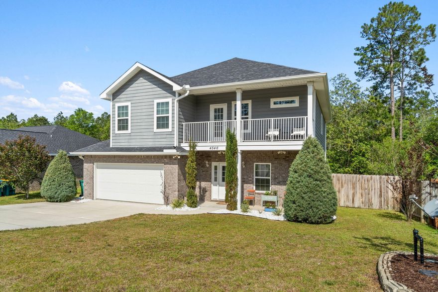 Welcome home to Florida living at its best with all the family room you will need~Located South of I-10 makes for an easier commute to Eglin AFB, Duke Field, and the 7th SFG..!  Covered front porch and long front balcony, manicured trees and borders set the stage for perfect curb appeal to this wonderful move in ready home. On entering you will appreciate the open flow from the family room with LVP flooring and a focal point corner fireplace sweeping through to the open concept kitchen with large center island / hop up bar,lots of cabinet space ,S/S appliances ,Granite countertops and an under-mount sink with picture window overlooking the back yard .Large family dining area is wrapped with framed windows providing lots of natural light and your French door leading out to the covered patio Open staircase leads to the 2nd floor offering a hallway to you cozy loft and front balcony .Master bedroom is a great size with a door out to your private balcony overlooking woodlands.Master bath offers a double vanity , soaking tub ,large walk in tiled shower and access to the large closet .Additional 3 bedrooms are also very well sized with plenty of closet space .Laundry room is located upstairs to make those washing days so much easier and also has lots of shelving and hanging room . 
Back yard is West facing, fully fenced & has a covered patio and extended wooden deck to enjoy those wonderful evenings to cook out and entertain.
Good size driveway for off road parking and a 2 car garage that is Climate Controlled and has a deep recessed area for a workbench and extra storage space.
Call today to view this truly welcoming family home.
