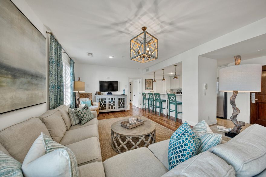 Beautifully decorated 2BR / 2BA (plus bunks) ROSEMARY BEACH condo ideally located on the Town Square. Spacious Open Floor Plan. Lots of natural light through the many beautiful windows.  Fantastic rooftop views. Enjoy being in the center of town with all the activities, events and amenities Rosemary Beach has to offer: Rosemary Beach has a private owner's pool, along with 4 community pools, fitness center, tennis courts, shopping, and fine dining restaurants. Dedicated parking for condo owners and guests. Owner's storage locker on first floor of building for beach chairs, umbrellas, and other personal items. Just a very short walk to the beach. Schedule your viewing today!  Seller is a licensed Realtor in another state.