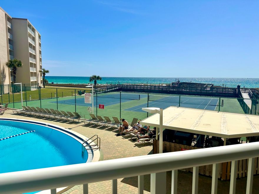 GULF FRONT! Completely REMODELED! Private BEACH and Turn Key Rental with proven history in highly desired GATED COMMUNITY of Holiday Surf and Racquet Club on Holiday Isle in the heart of DESTIN! Proven and solid Association with milestone inspection complete with no issues,  and reserves fully funded! New roof, all windows and doors have been replaced with large missile impact rated glass, balcony railings replaced and entire complex maintained consistently. The unit itself underwent total renovation in 2023, new appliances in 2020. Private beach walk puts your toes in the sand effortlessly  on the most beautiful stretch of beach in Destin. Come and experience why this icon of the Emerald Coast has been a highly sought after property where guests keep coming back year after year.