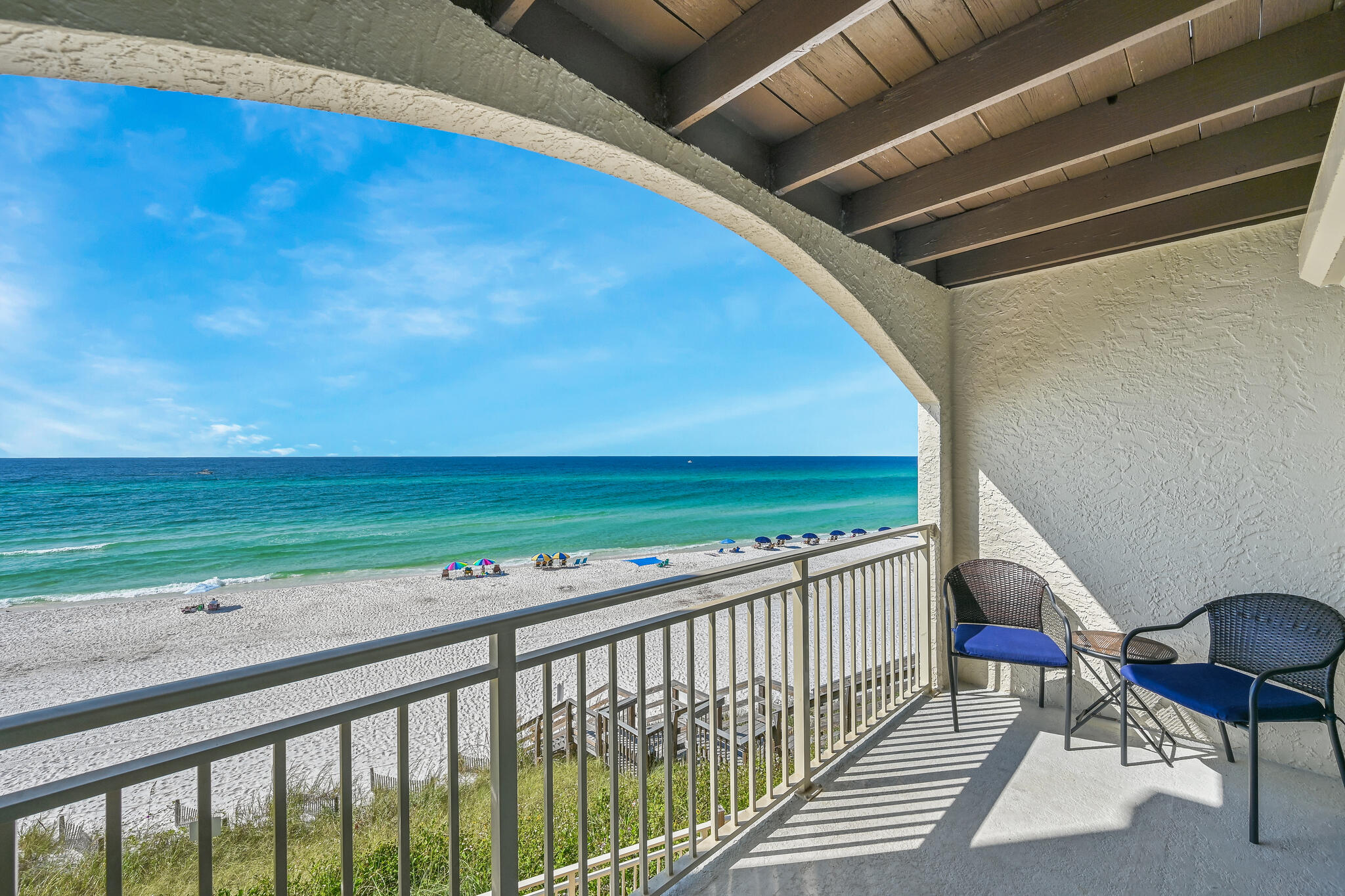 You must see this GULF-FRONT townhome with nearly $100K already on the books for 2023, (an 80% occupancy rate for the year of 2023) residing on a 25 ft bluff and boasting 100 feet of private beach. Aptly coined 'Rush to the Beach,' this gorgeous unit in Seagrove Beach will have you continuously 'rushing back' to the sugar white sand. Upon initial entry, the hallway leads to the expansive main living and dining area offering sweeping views of the famed turquoise hued waters. The fully renovated kitchen features a brand-new luxury appliance suite, granite countertops, new fixtures, and custom cabinetry. The living area is flanked with a coastal chic flair anchored by the aged-oak flooring, new furnishings and ship-lap accents.