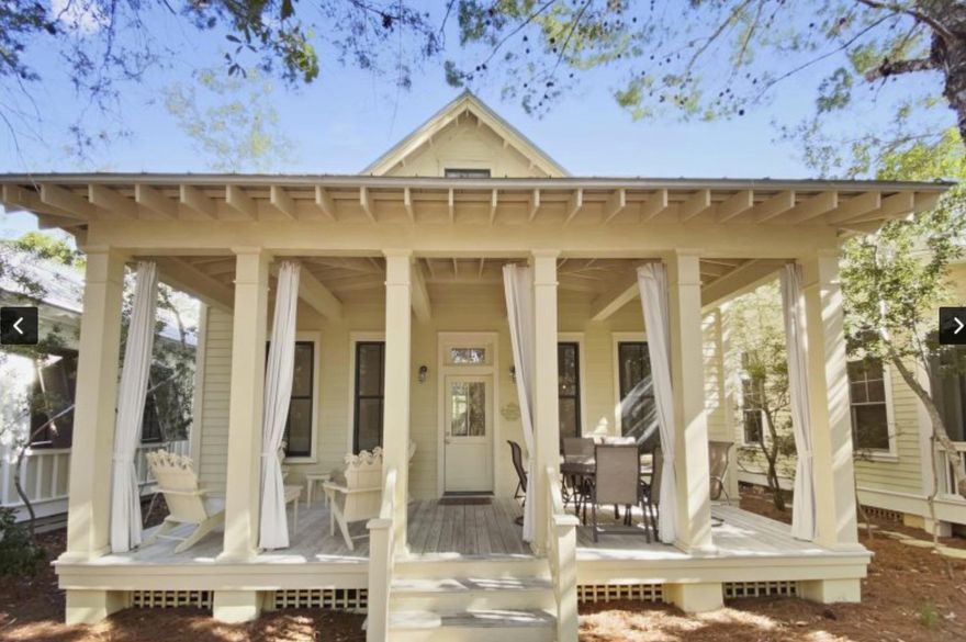 Watercolor Phase 1 charmer with an ideal location just steps from the Watercolor Tennis Center and a short stroll to the shopping and dining of Seaside.The 4 bedroom, 3 1/2 bath home features an open living and dining area with heart of pine wide plank floors and ship lap accent walls. The first floor master suite and newly renovated kitchen and laundry areas make this a relaxing atmosphere for vacation or full time living. Expansive front and back porches are perfect for enjoying the private setting and natural beauty of the landscape. Upstairs you are welcomed to a large landing area currently being used as an additional sleeping area with a trundle bed, as well as three additional sunlit bedrooms and two bathroom bathrooms.
