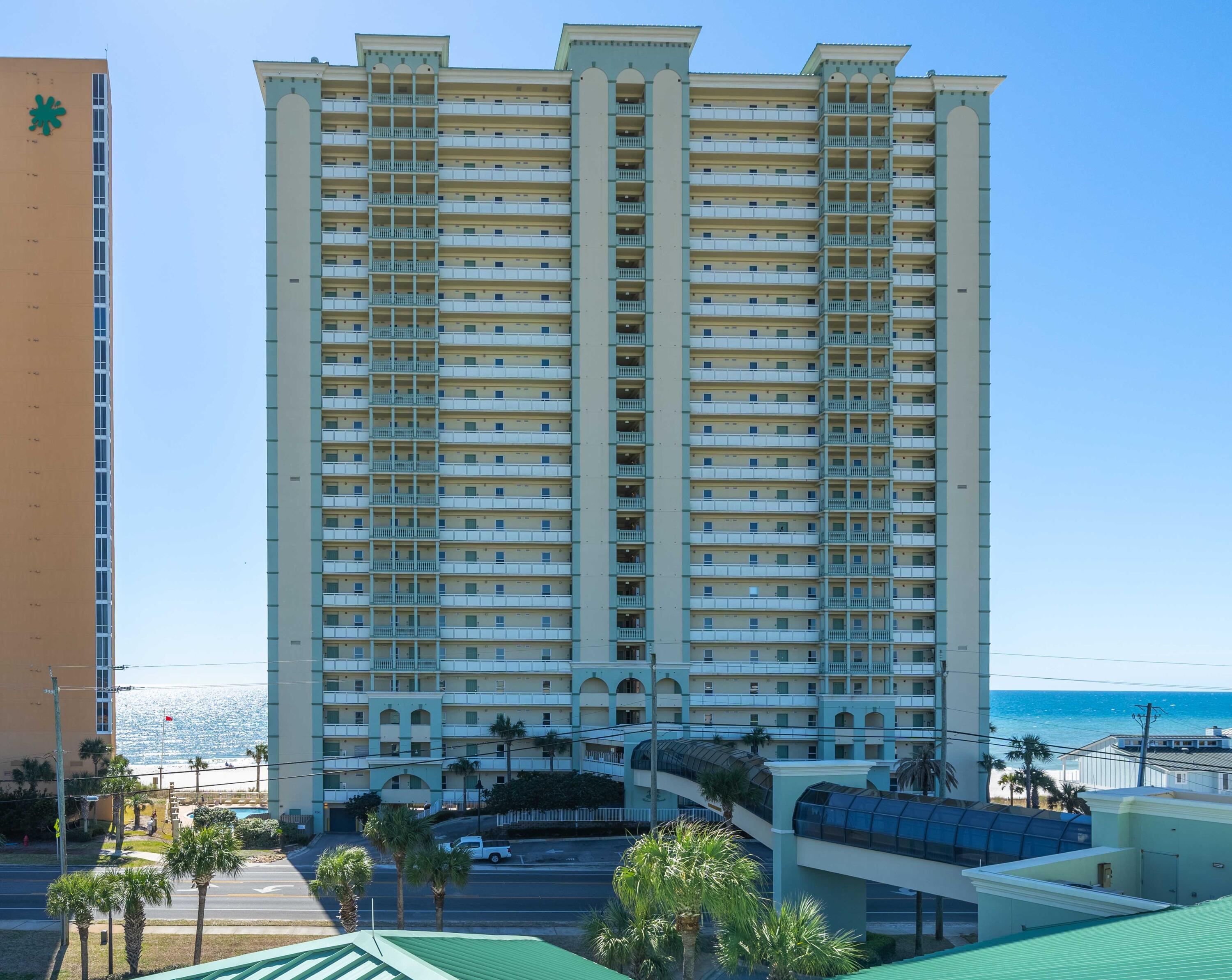 Welcome to paradise at Celadon Beach in Panama City Beach's coveted West End - where the sun-kissed shores of the Gulf of Mexico become your backyard. This exquisite Gulf-front condo offers coastal living, one-bedroom layout perfectly designed to maximize the breathtaking gulf views. Step into the gulf-front living room and the panoramic emerald, green waters and sugar-white sand from the balcony. Wake up to the sounds of the waves and watch the morning sunrise. Well-appointed master suite, ensuring your comfort and tranquility. Plus, a cleverly designed separate sleeping area with a cozy 2-bed bunk is perfect for accommodating additional guests. The space is tiled throughout, a beachy and inviting ambiance. The ultimate beachfront lifestyle with an array of amenities to enjoy. Take a refreshing dip in the indoor/outdoor pool, or bask in the sun by the beachside pool. Relax in the hot tubs, or maintain your active routine at the well-equipped workout facility and tennis court, and after, enjoy the convenience of seasonal beach service that includes comfy chairs and a sun umbrella. Celadon's privileged location sets it apart, offering a tranquil escape from the crowds while still being not far from the things you desire. Plenty of local eateries, vibrant entertainment hub of Pier Park, or dive into the wonders of Gulf World and Shipwreck Island Waterpark. Embark on scuba diving adventures or enjoy the scenic beauty along the famous 30A stretch just to mention a few! This unit is not just a retreat but also an investment opportunity, with versatile sleeping arrangements, including bunks and a pull-out sofa bed, the condo comfortably accommodates up to 6 guests. Whether you're seeking a lucrative rental investment or second home, this one checks the boxes. Year-round, the sunshine of Panama City Beach and activities, enjoy Celadon Beach - a place where flip-flops, sunscreen, and the joy of sinking your toes into the sand become a daily ritual. Come experience the beachside bliss today!