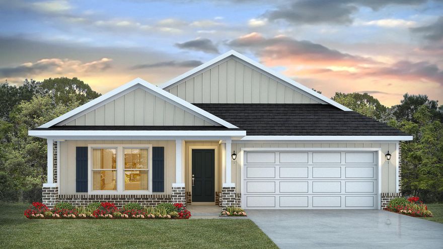 Welcome to 98 Gray Owl Drive W, a new home at Owls Head Farms in Freeport Florida. This home is under construction and features a welcoming and elegant foyer that leads into a spacious open concept living area with 9' ceilings. The kitchen features quartz countertops, stainless steel appliances, and an oversized island, making it the centerpiece of the home. The single basin undermount sink and the dedicated water filter faucet add to the ease in the kitchen. The dining area and great room are flooded with natural light, offering a warm and inviting atmosphere. 
The primary bedroom, located at the rear, includes a luxurious bathroom with dual vanities, a walk-in shower, separate soaking tub, and a spacious closet. Two sets of two bedrooms are strategically placed for privacy, each with ample closet space and easy access to shared full bathrooms for a total of five bedrooms and three full bathrooms in this home that is just over 2,000 SF. All bedrooms feature upgraded carpet with an option to upgrade to EVP throughout the home. 
 
Additional features include a covered back porch, a two-car garage, and a laundry room centrally located for convenience. This home come complete with smart home technology.  These features include five DEAKO?? Smart Switches, Kwikset keyless entry on the front door and other smart features all within the home.  The Riverside combines modern design with functional living spaces, making it a standout choice for larger families or those that need extra space who work from home.