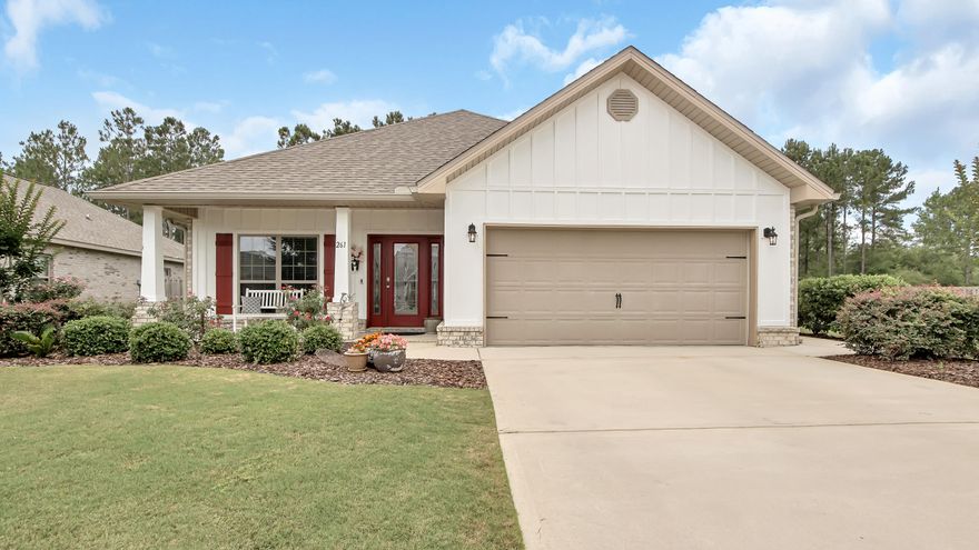 Here's an opportunity for you to own a well maintained home within 20 mins of the beautiful Emerald Coast beaches. This property has many sought after features/upgrades that you will check off your list: large privacy fenced backyard, corner lot on a cul-de-sac street, whole house gutters, front & back porch, beautiful glass inlay front door, granite tops through out, large neutral tile floor in kit/hall/bath/laundry, neutral walls, crown molding, trey ceiling, gas stove & fireplace, beautiful rock backsplash, quartz single bowl kit. sink, separate office, faux wood blinds, ceiling fans already installed, separate master shower, soaking tub with tile surround, dual sinks, large master closet with extra shelving, garage has attic pull down, extra shelving & walk out door. Must see!